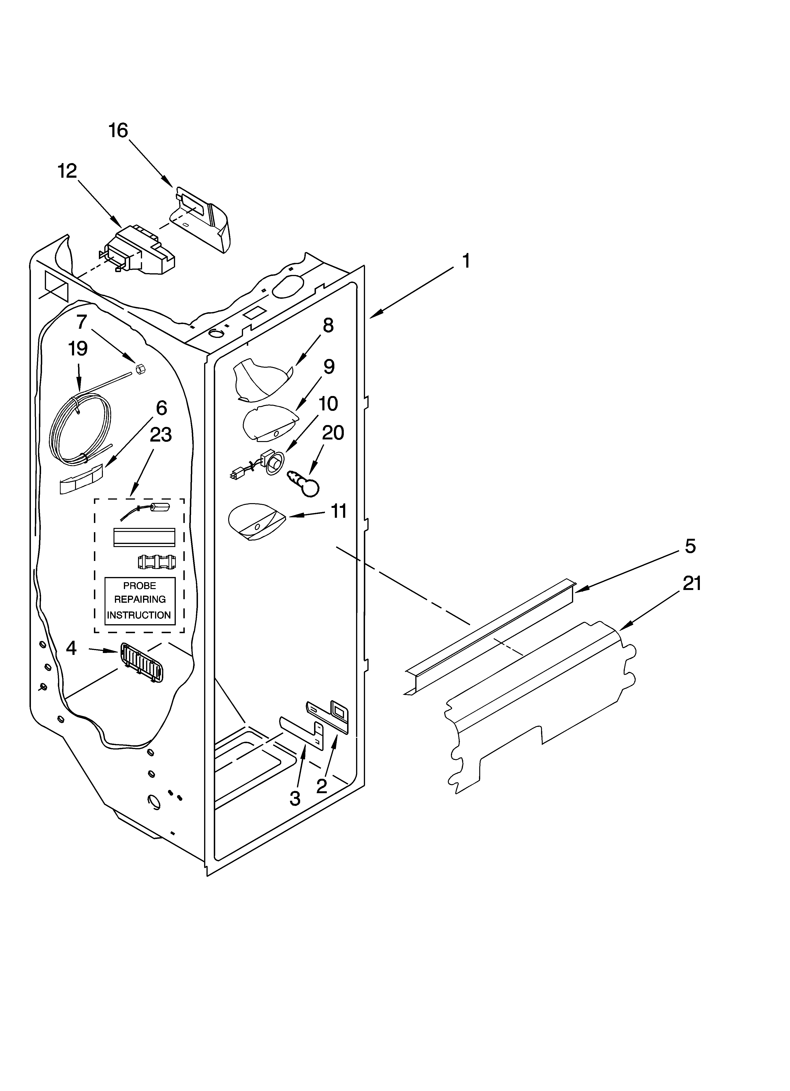 Whirlpool GC1SHAXMQ00 refrigerator liner parts diagram