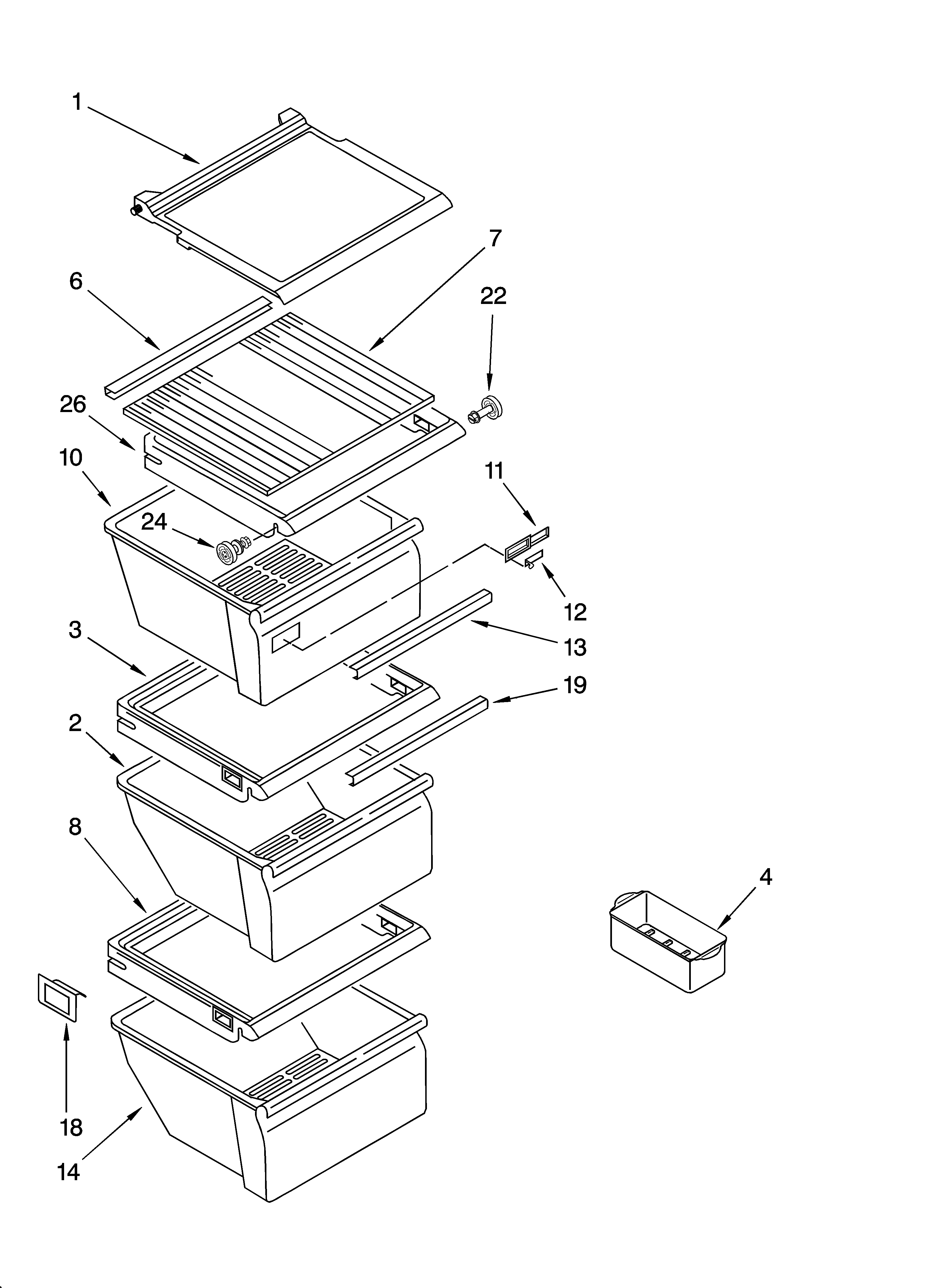 Whirlpool GC1SHAXMQ00 refrigerator shelf parts diagram