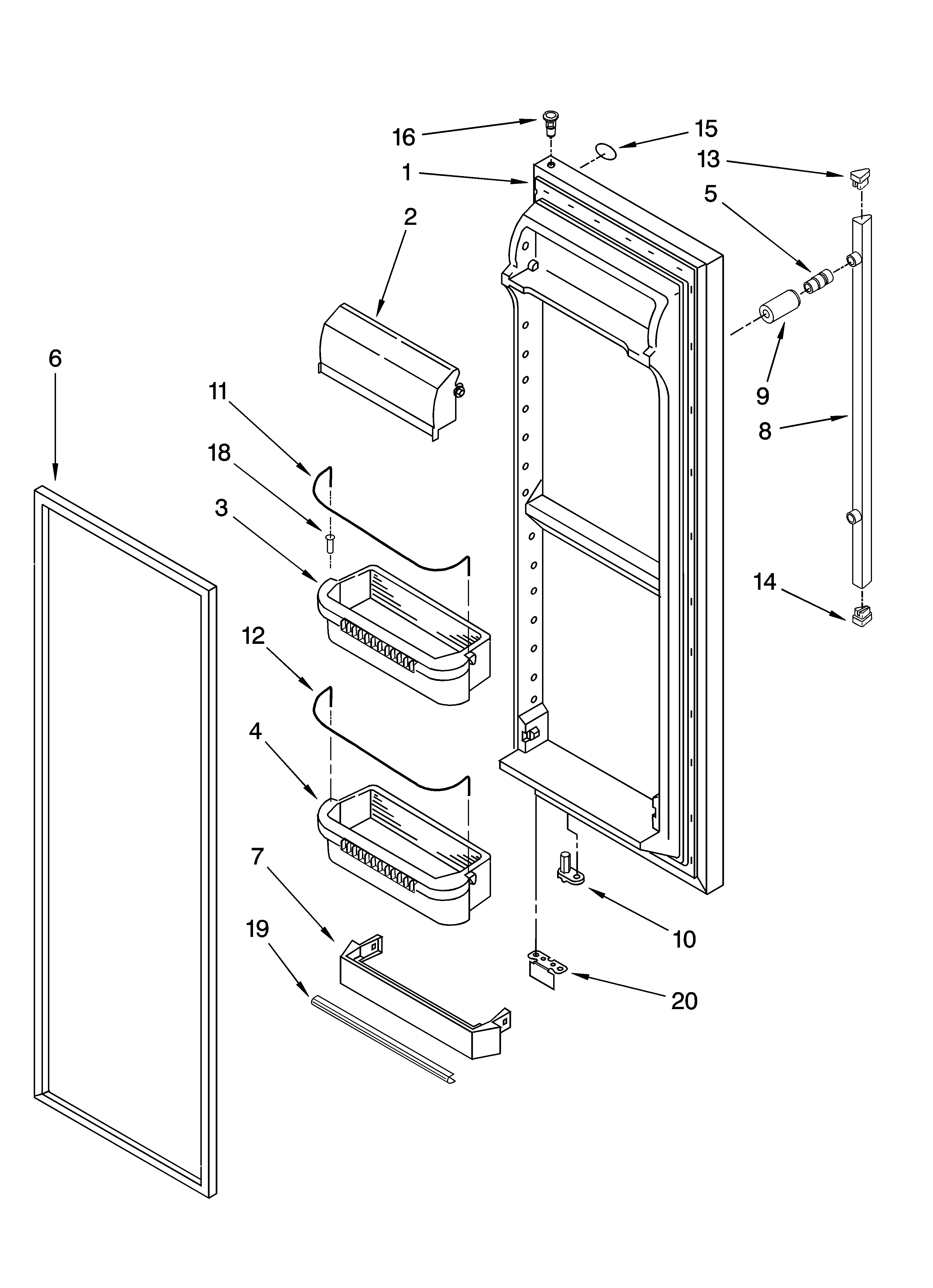 Whirlpool GC1SHAXMQ00 refrigerator door parts diagram