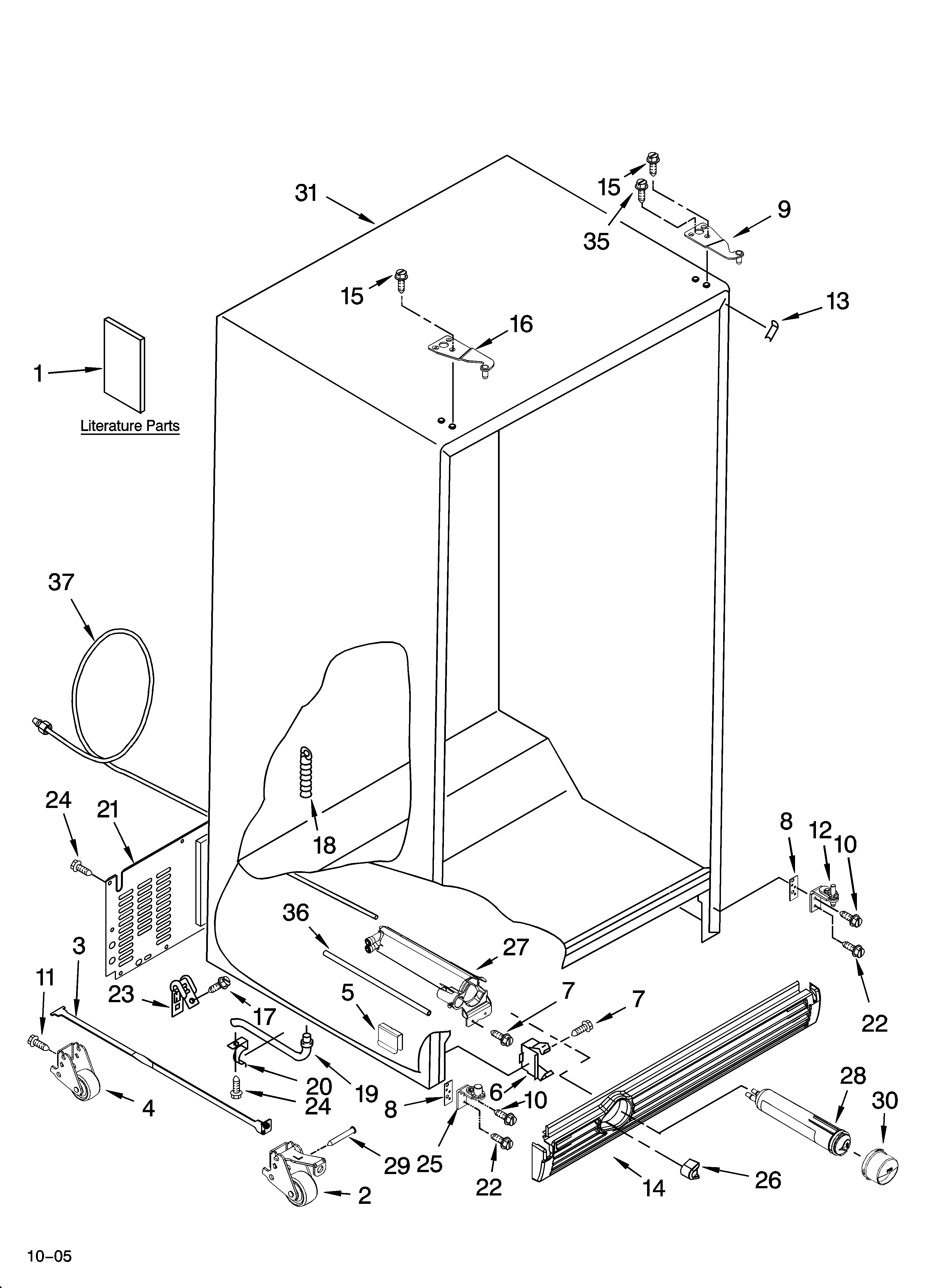 Whirlpool GC3PHEXNB01 cabinet parts diagram