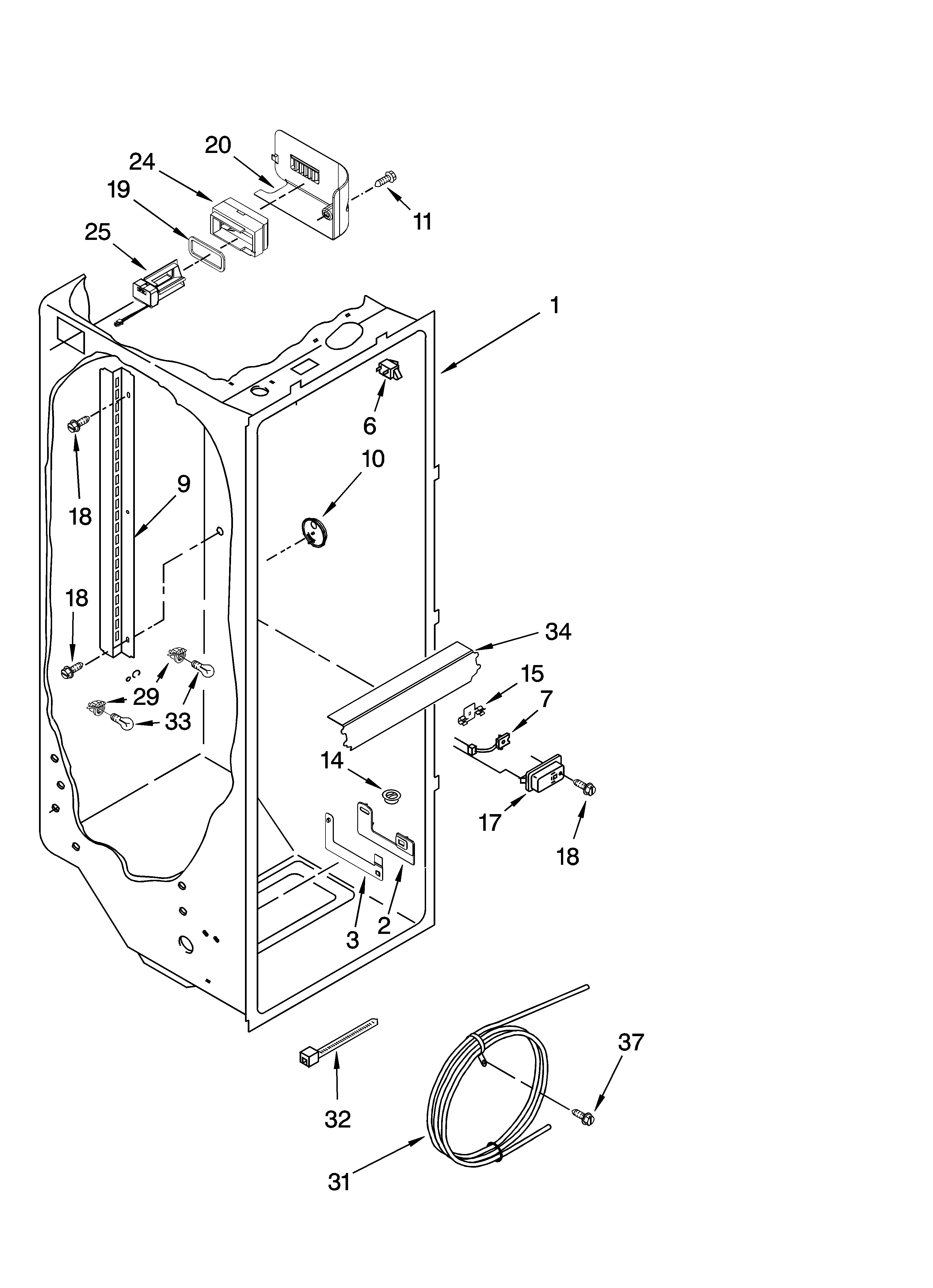 Whirlpool GC3PHEXNB01 refrigerator liner parts diagram
