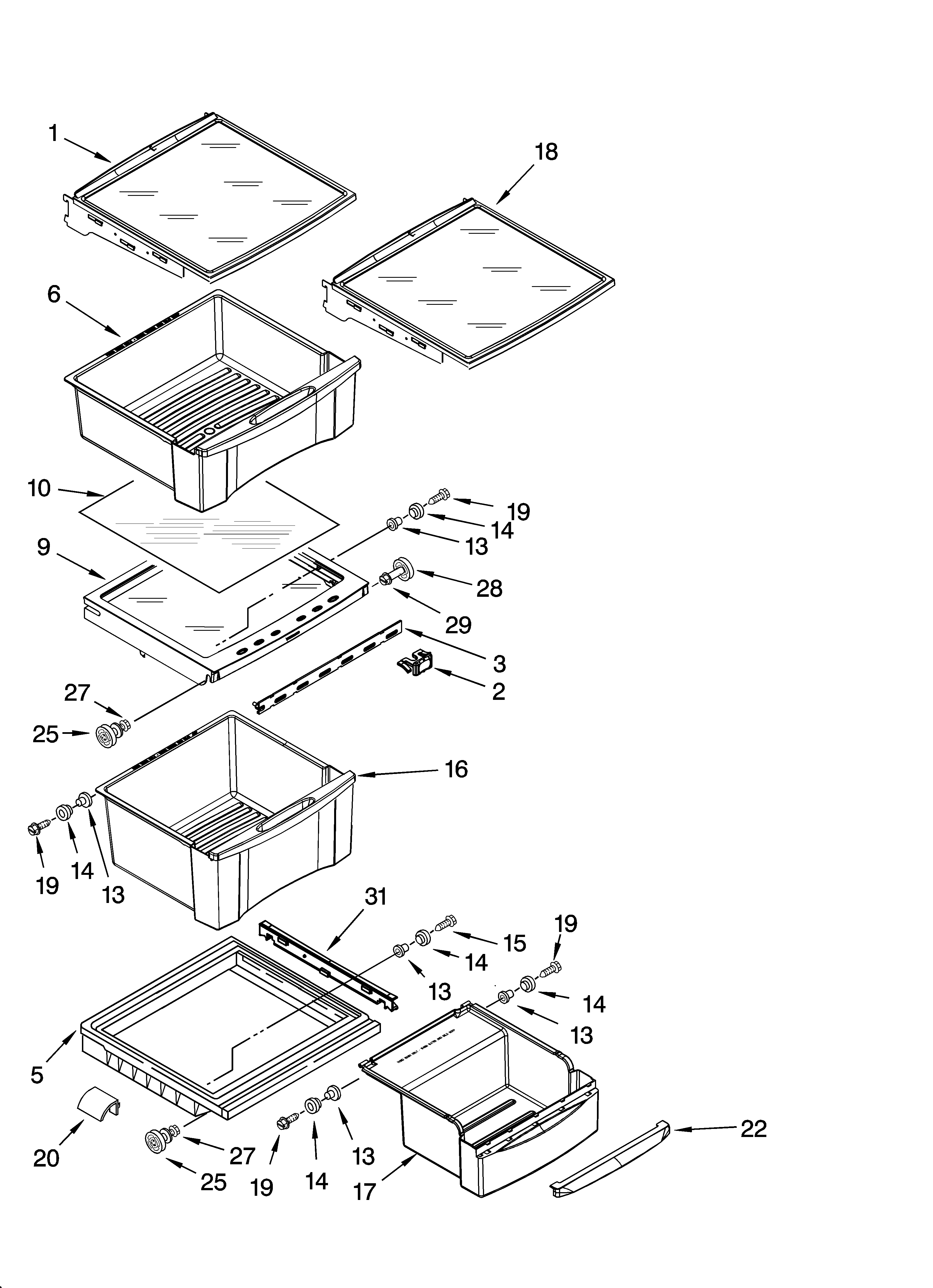 Whirlpool GC3PHEXNB01 refrigerator shelf parts diagram