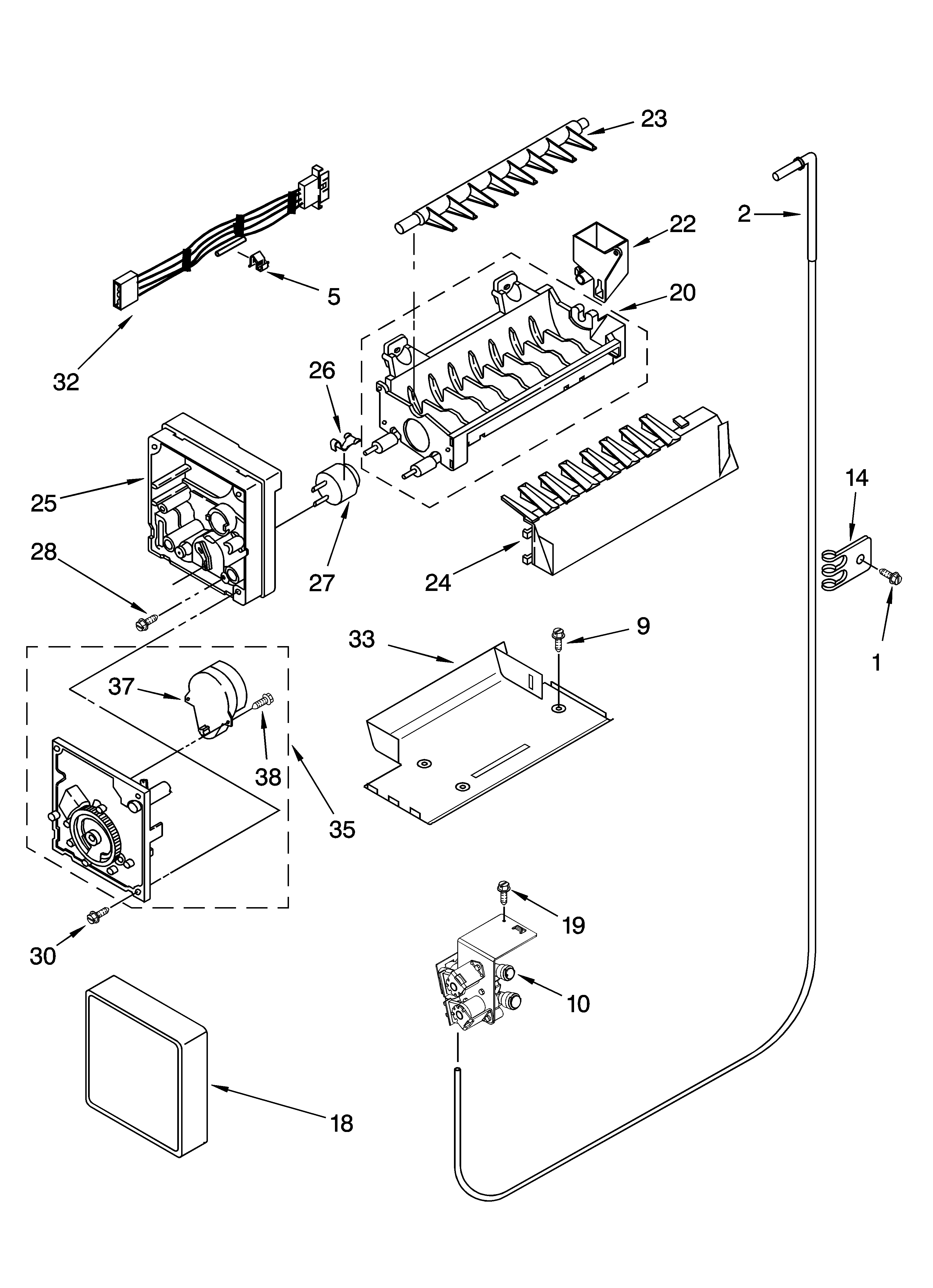 Whirlpool GC3PHEXNB01 icemaker parts, optional parts diagram