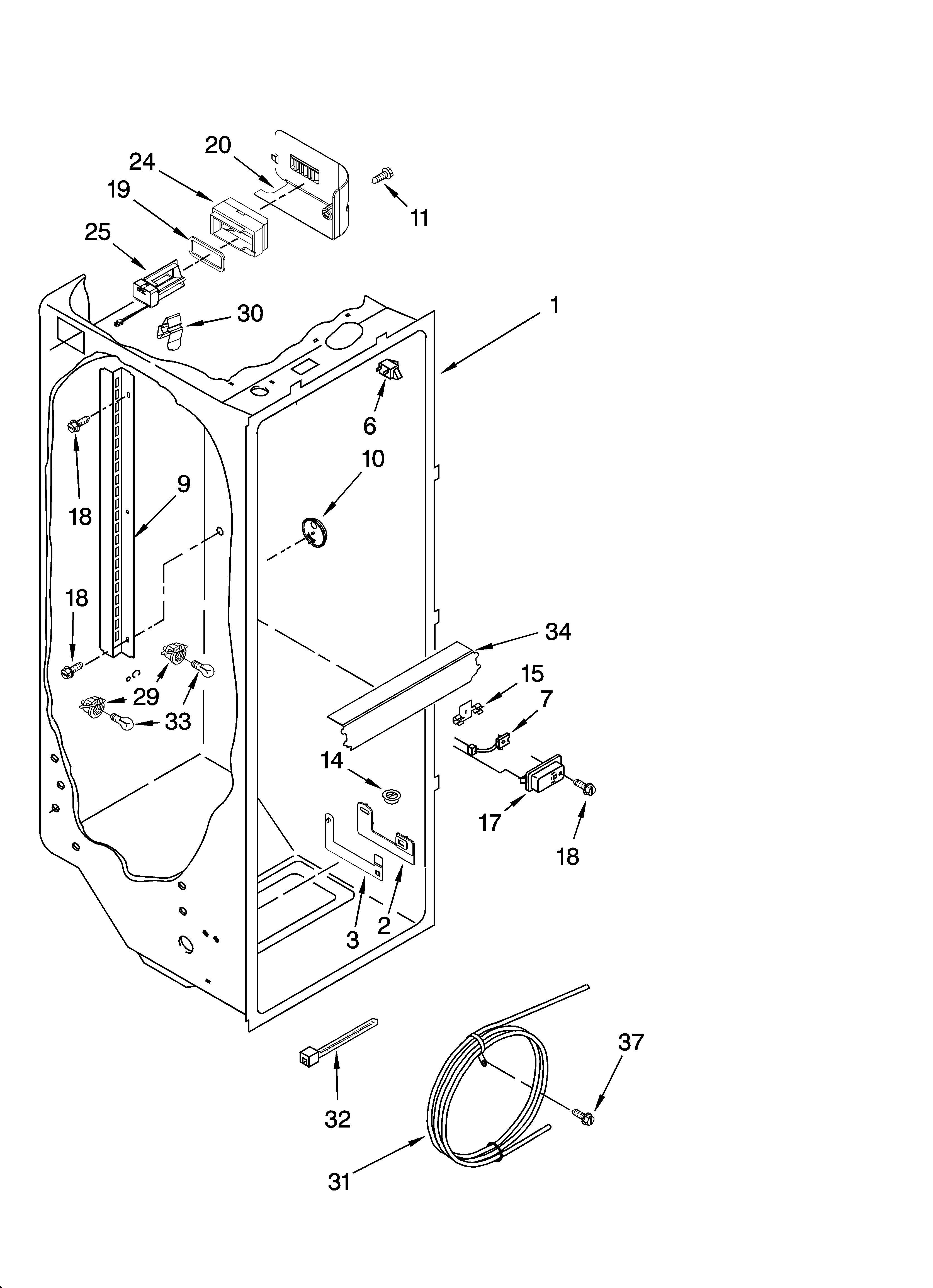 Whirlpool GC3PHEXNQ02 refrigerator liner parts diagram