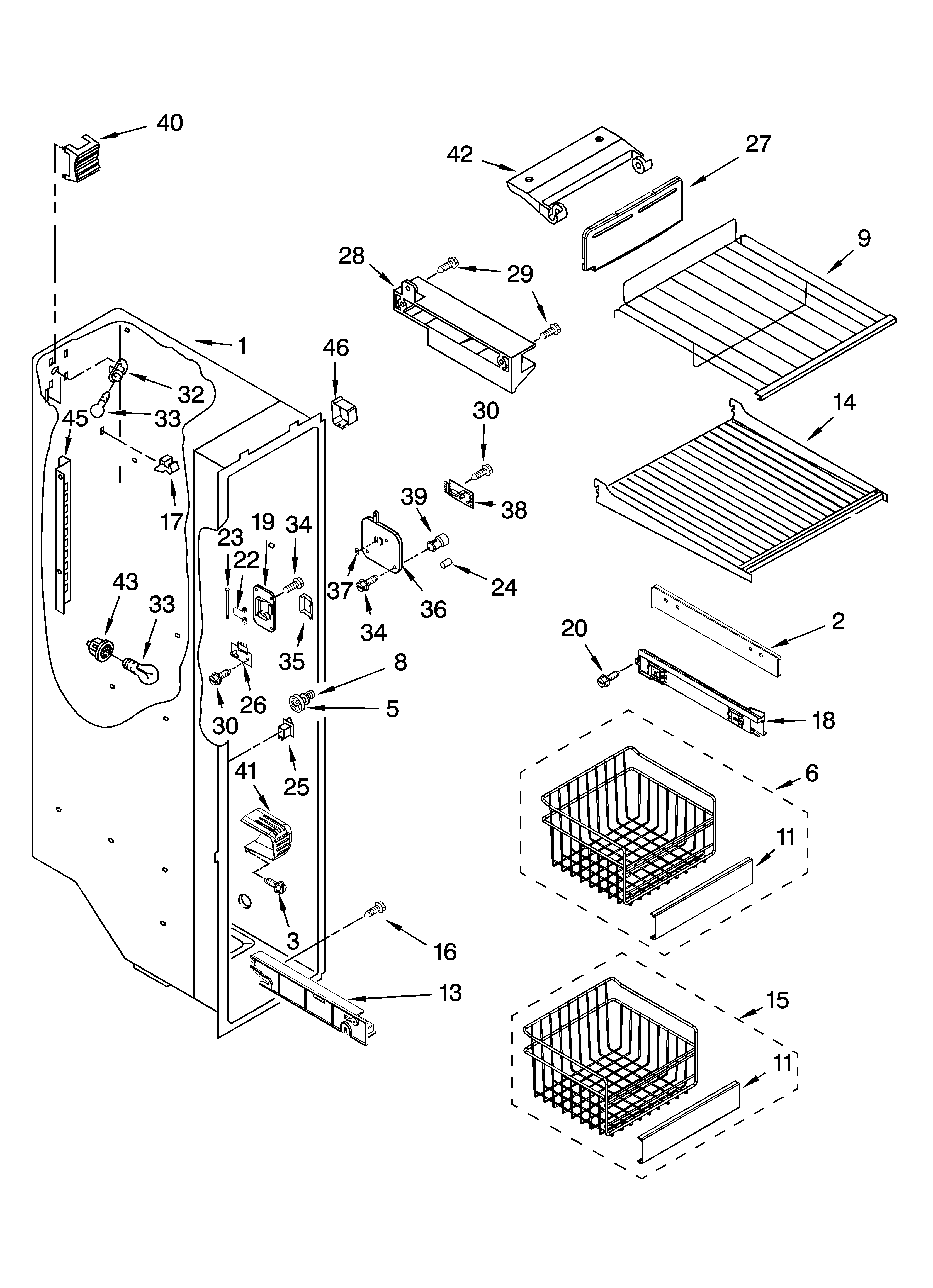 Whirlpool GC3PHEXNQ02 freezer liner parts diagram