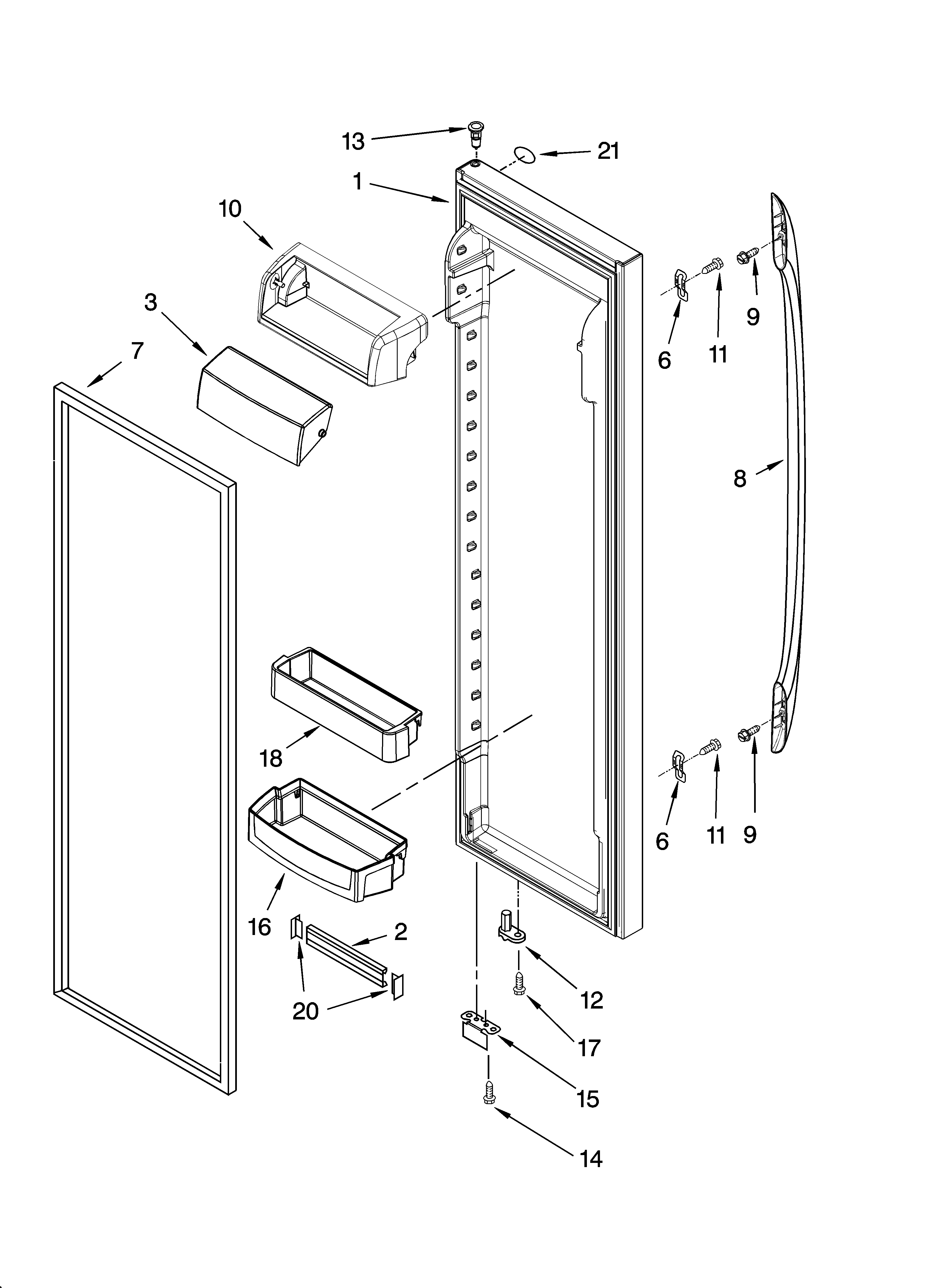 Whirlpool GC3PHEXNQ02 refrigerator door parts diagram