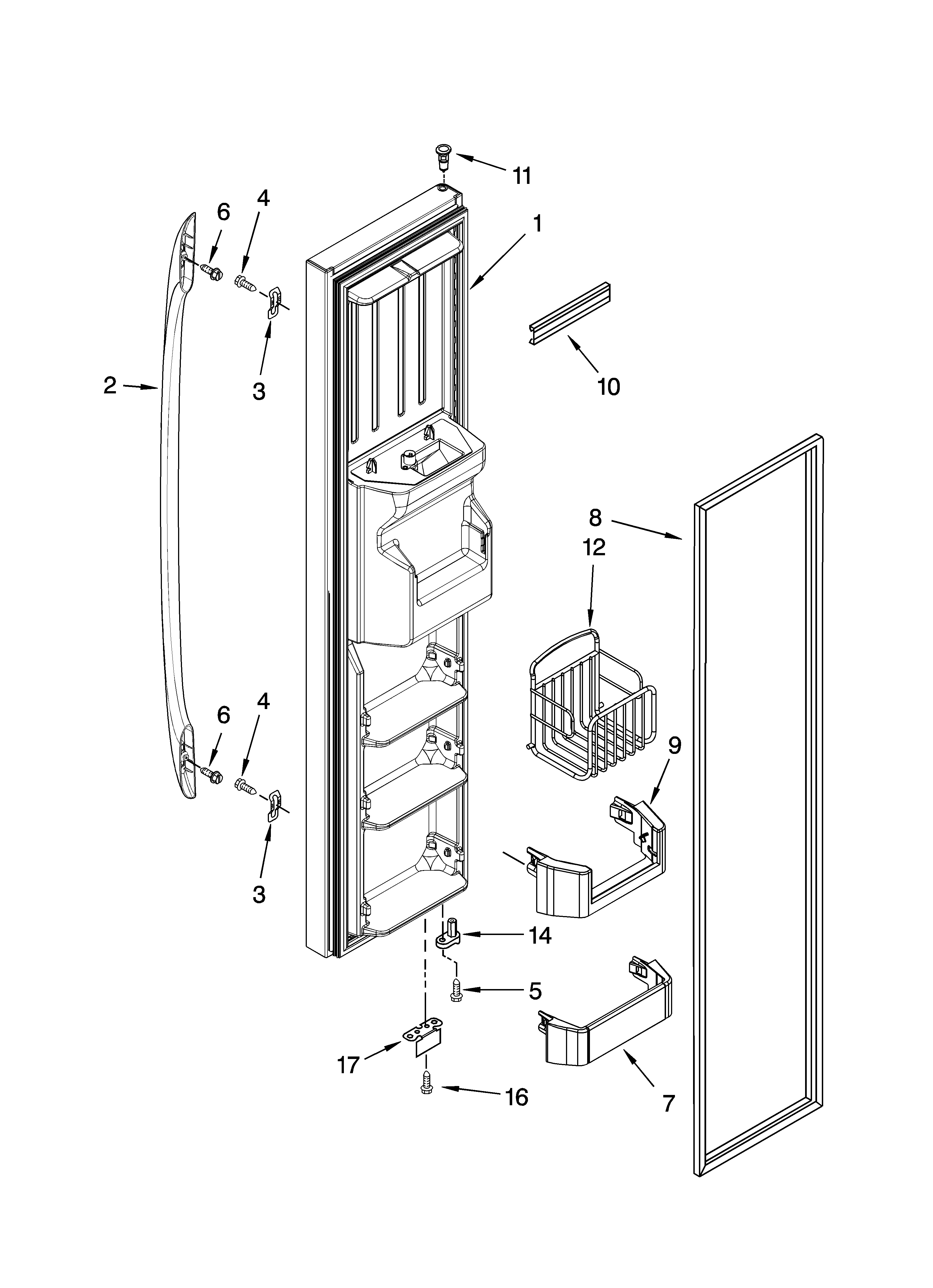 Whirlpool GC3PHEXNQ02 freezer door parts diagram