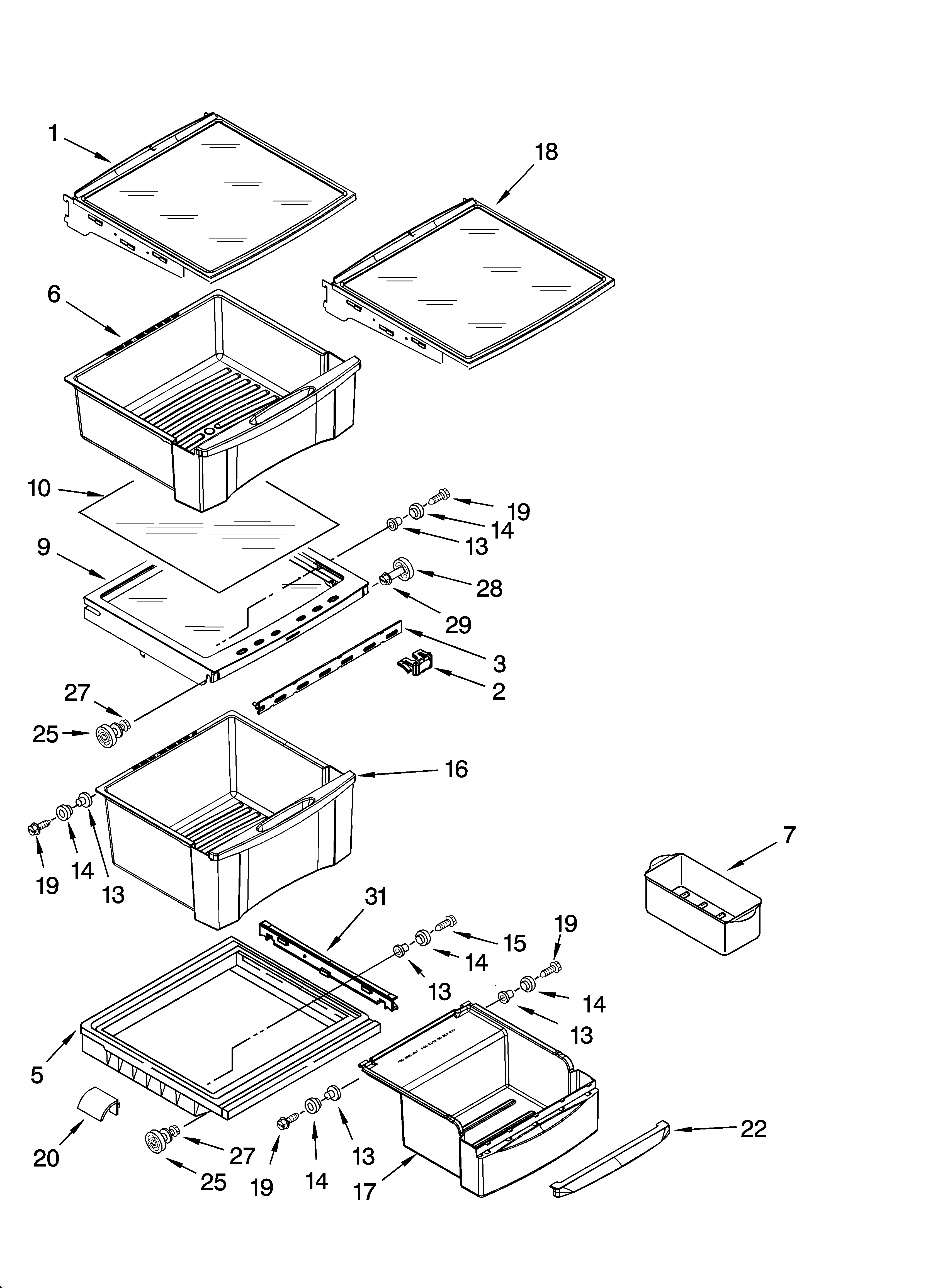 Whirlpool GC3SHEXNS00 refrigerator shelf parts diagram