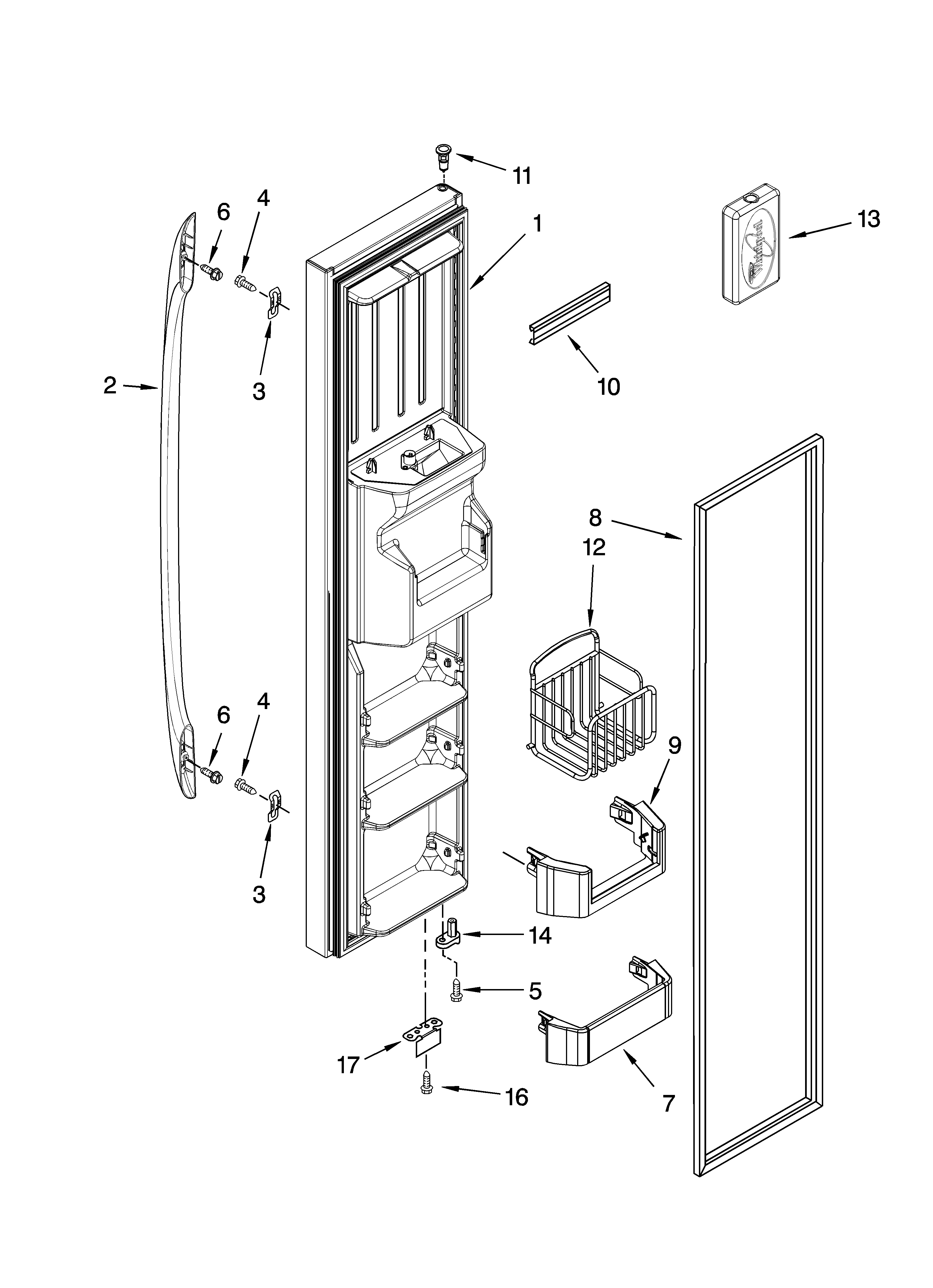 Whirlpool GC3SHEXNS00 freezer door parts diagram