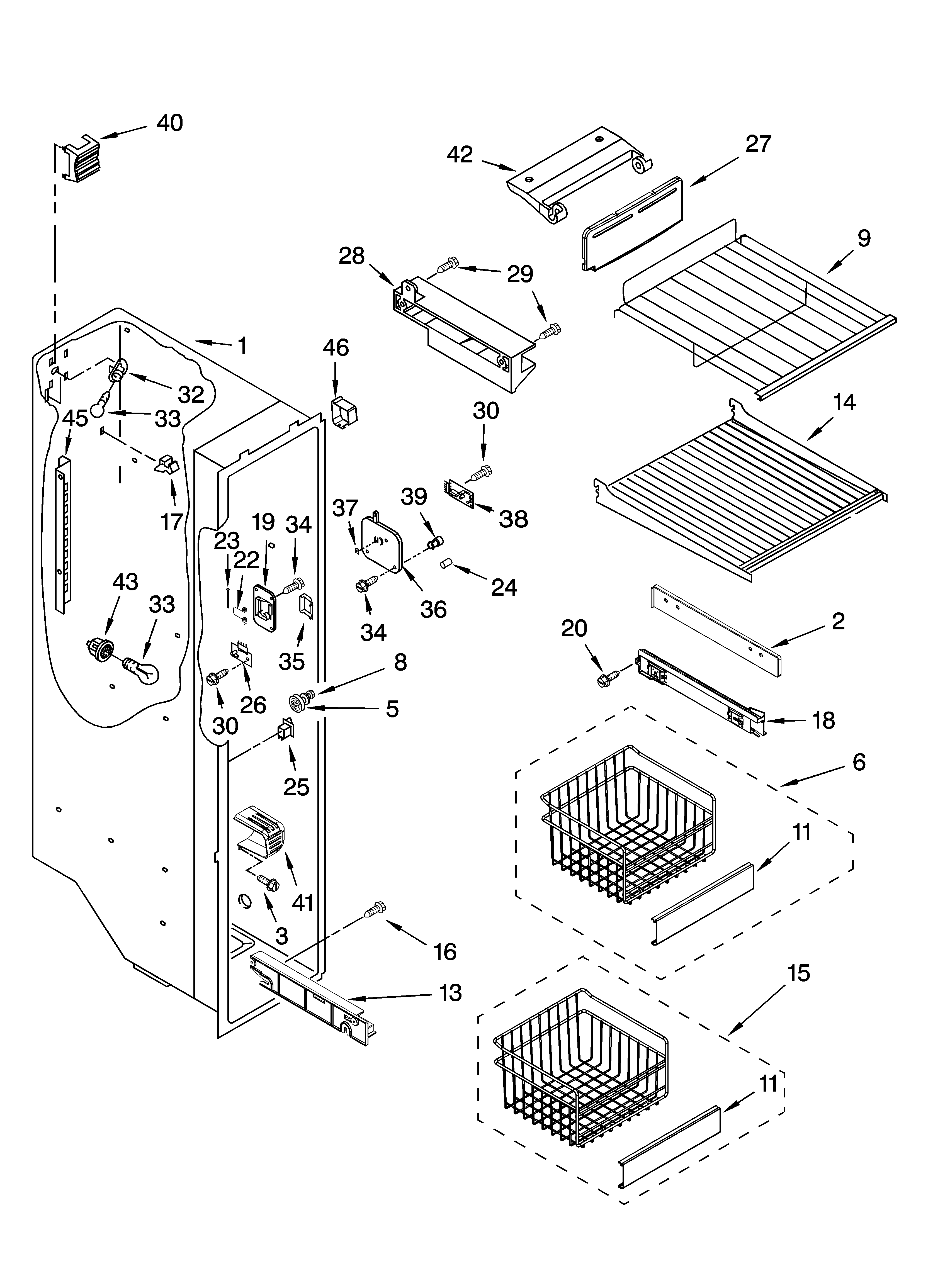 Whirlpool GC3SHEXNT01 freezer liner parts diagram