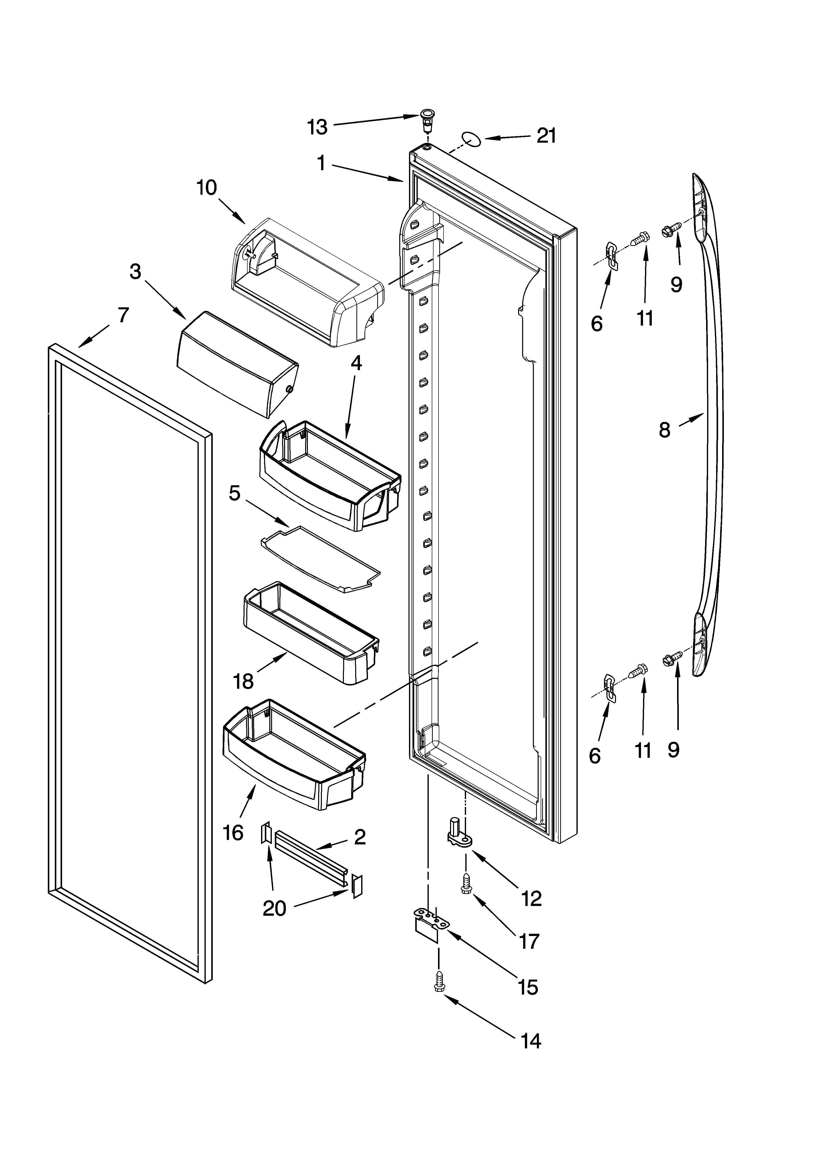 Whirlpool GC3SHEXNT01 refrigerator door parts diagram