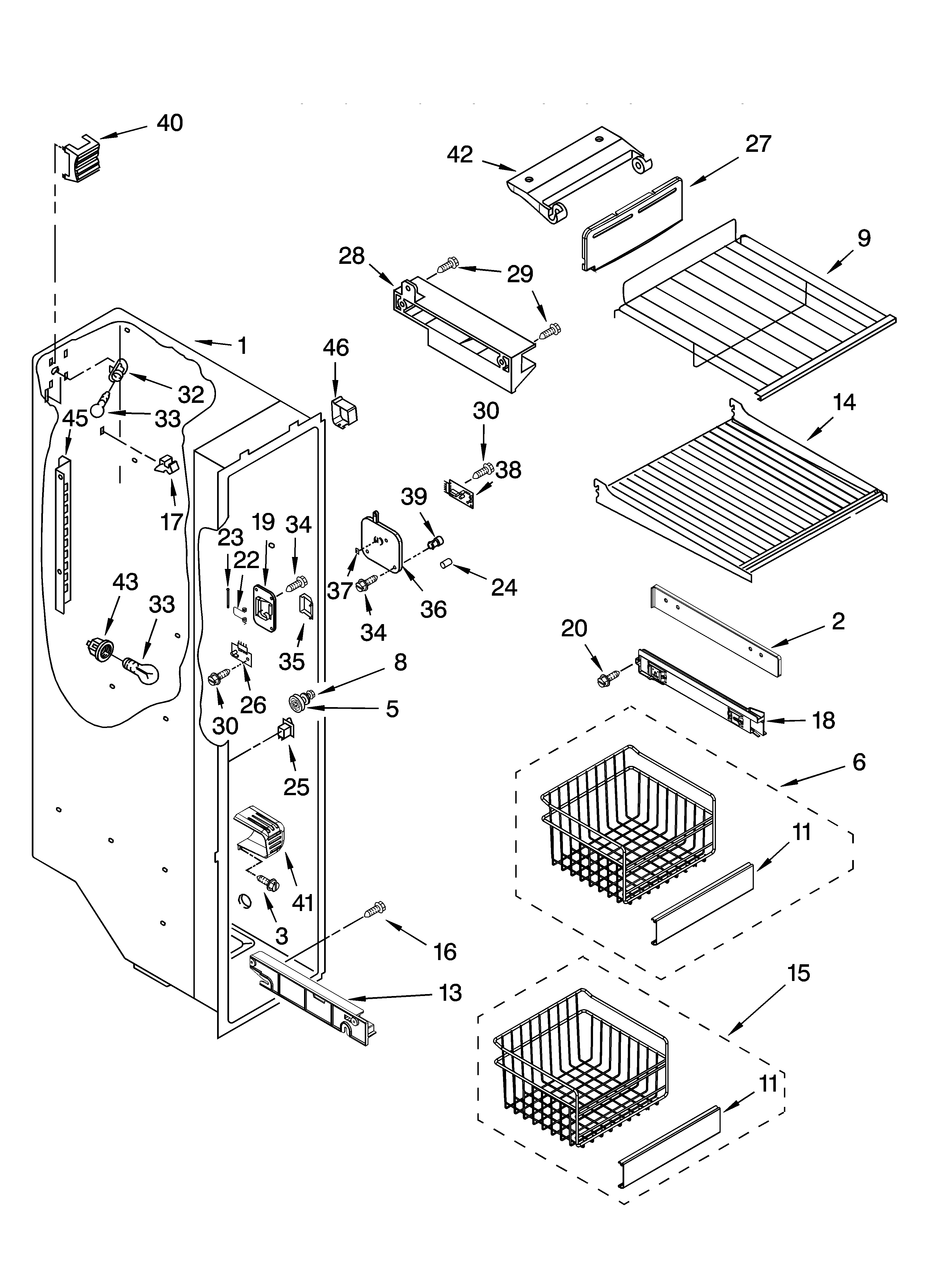 Whirlpool GC3SHEXNT02 freezer liner parts diagram