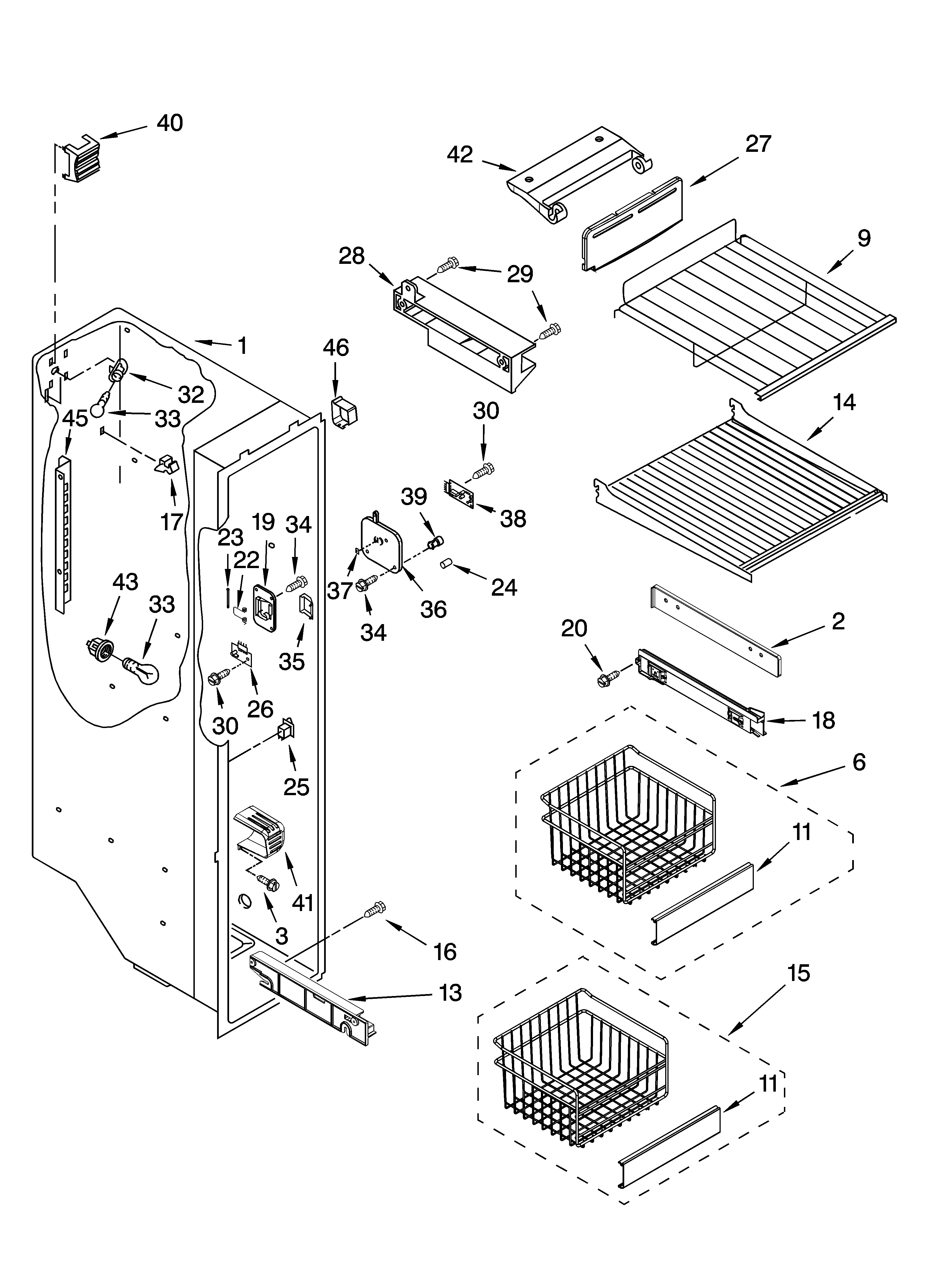 Whirlpool GC3SHEXNT03 freezer liner parts diagram