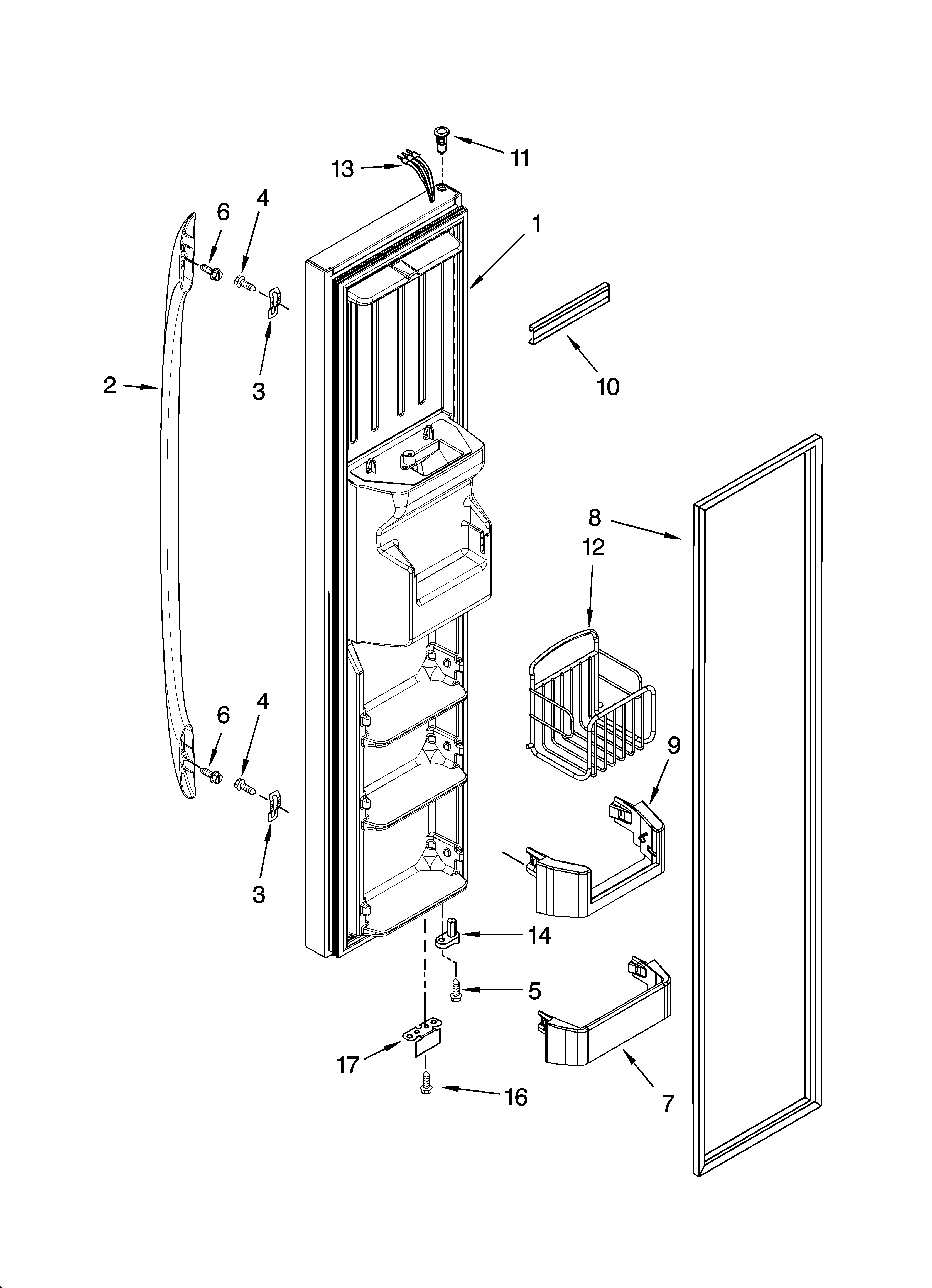 Whirlpool GC5CHAXNQ00 freezer door parts diagram