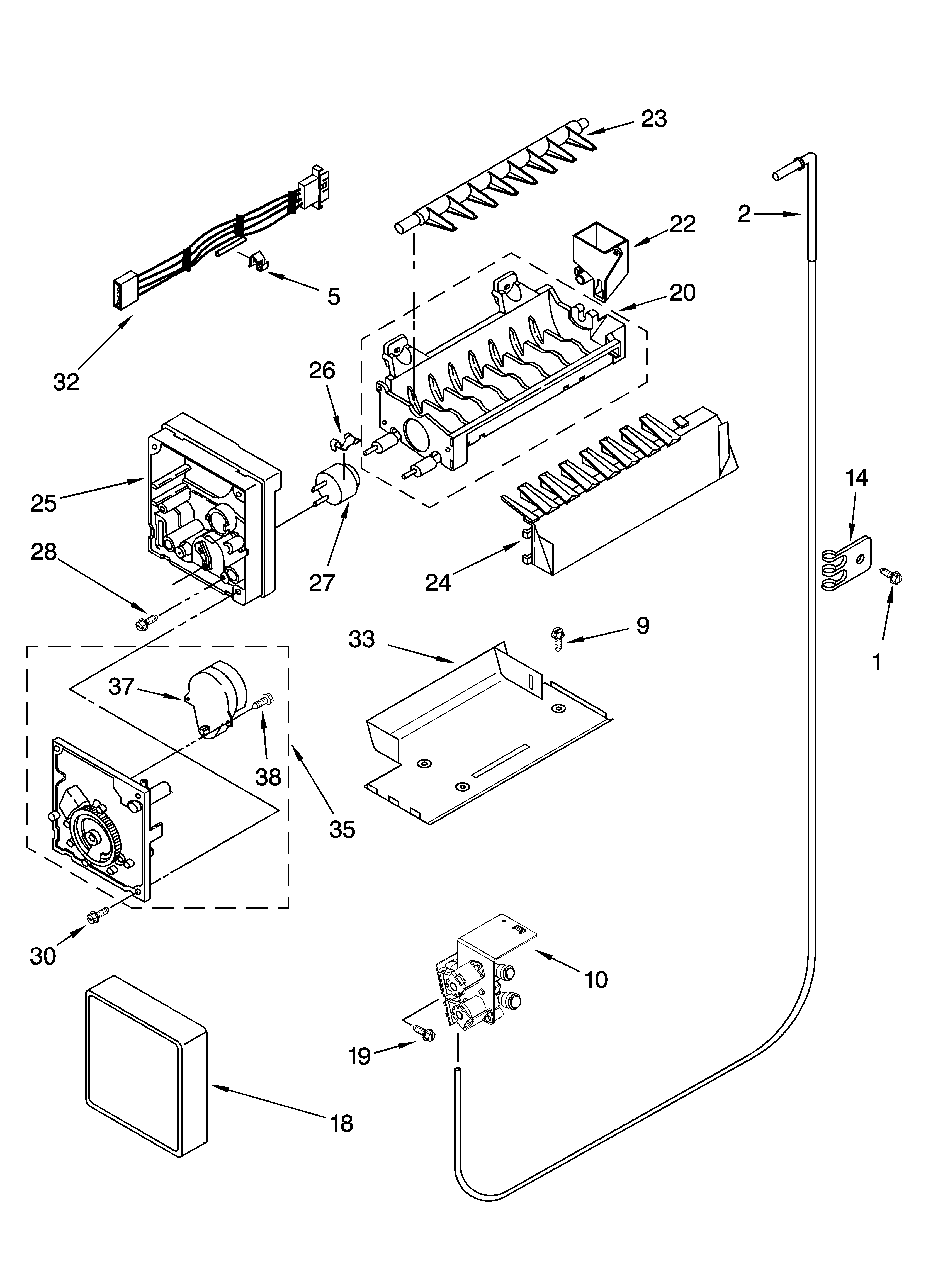 Whirlpool GC5CHAXNQ00 icemaker parts, optional parts diagram