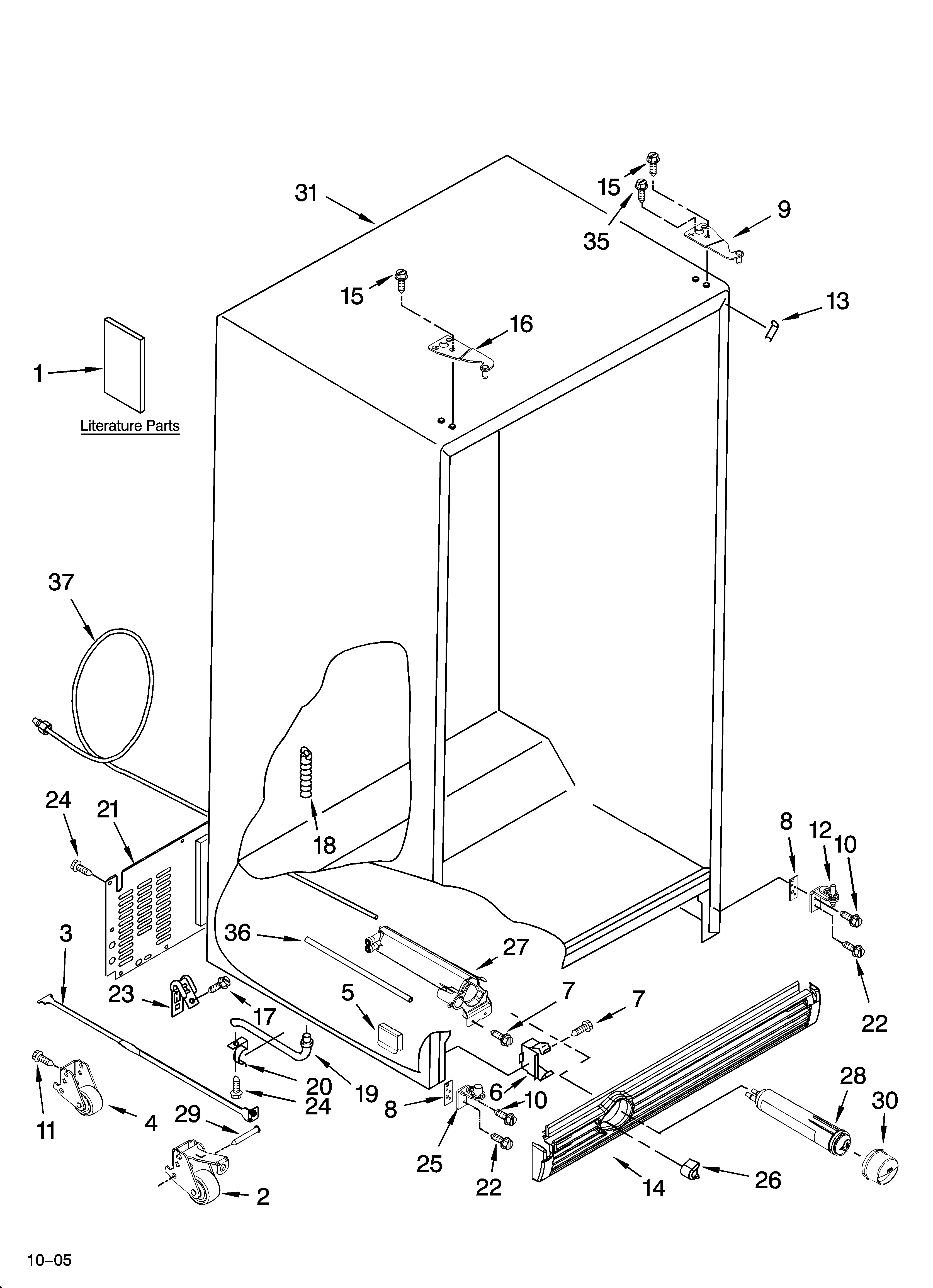 Whirlpool GC5SHEXNB00 cabinet parts diagram