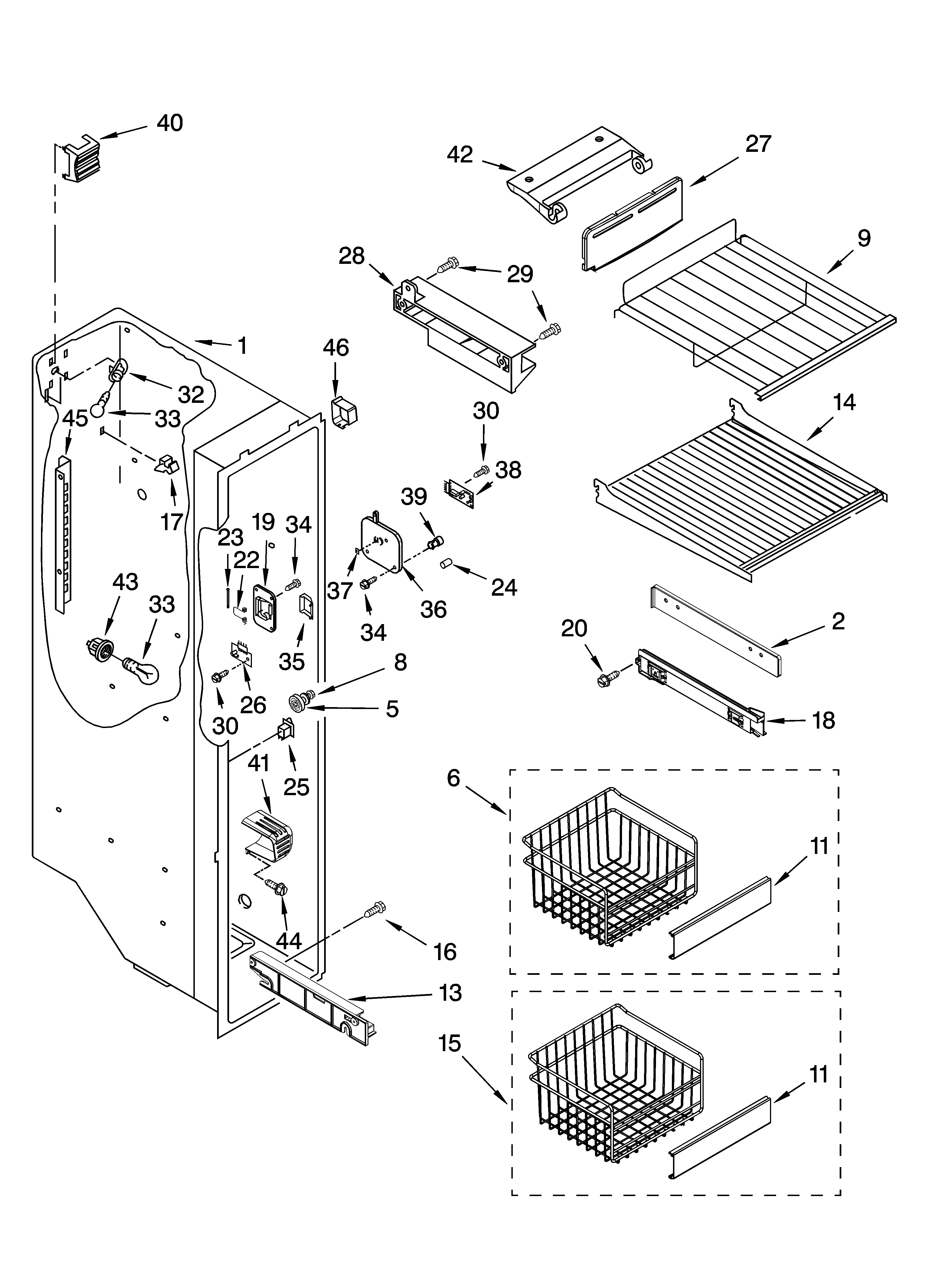 Whirlpool GC5SHEXNQ01 freezer liner parts diagram
