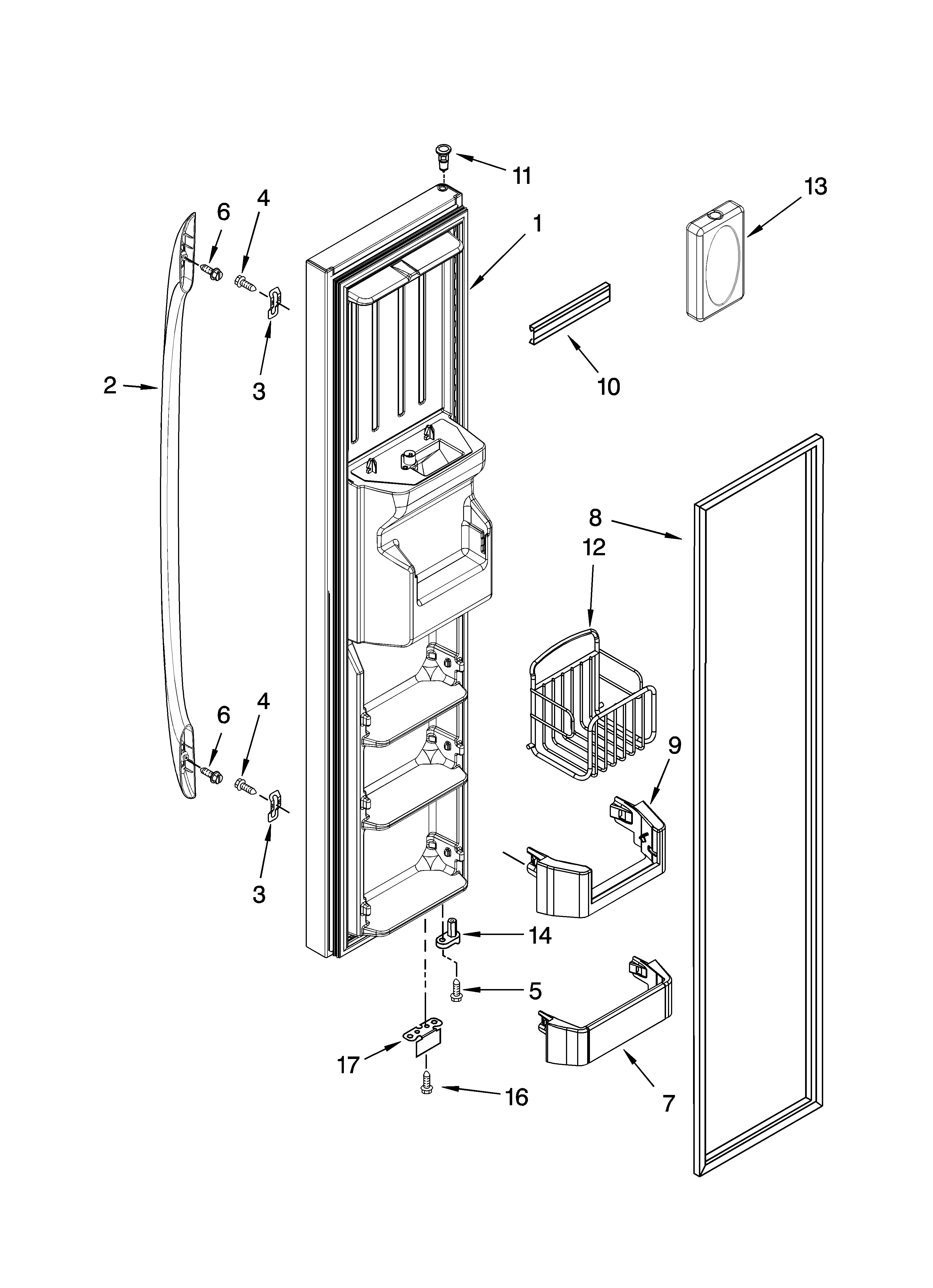 Whirlpool GC5SHEXNQ02 freezer door parts diagram