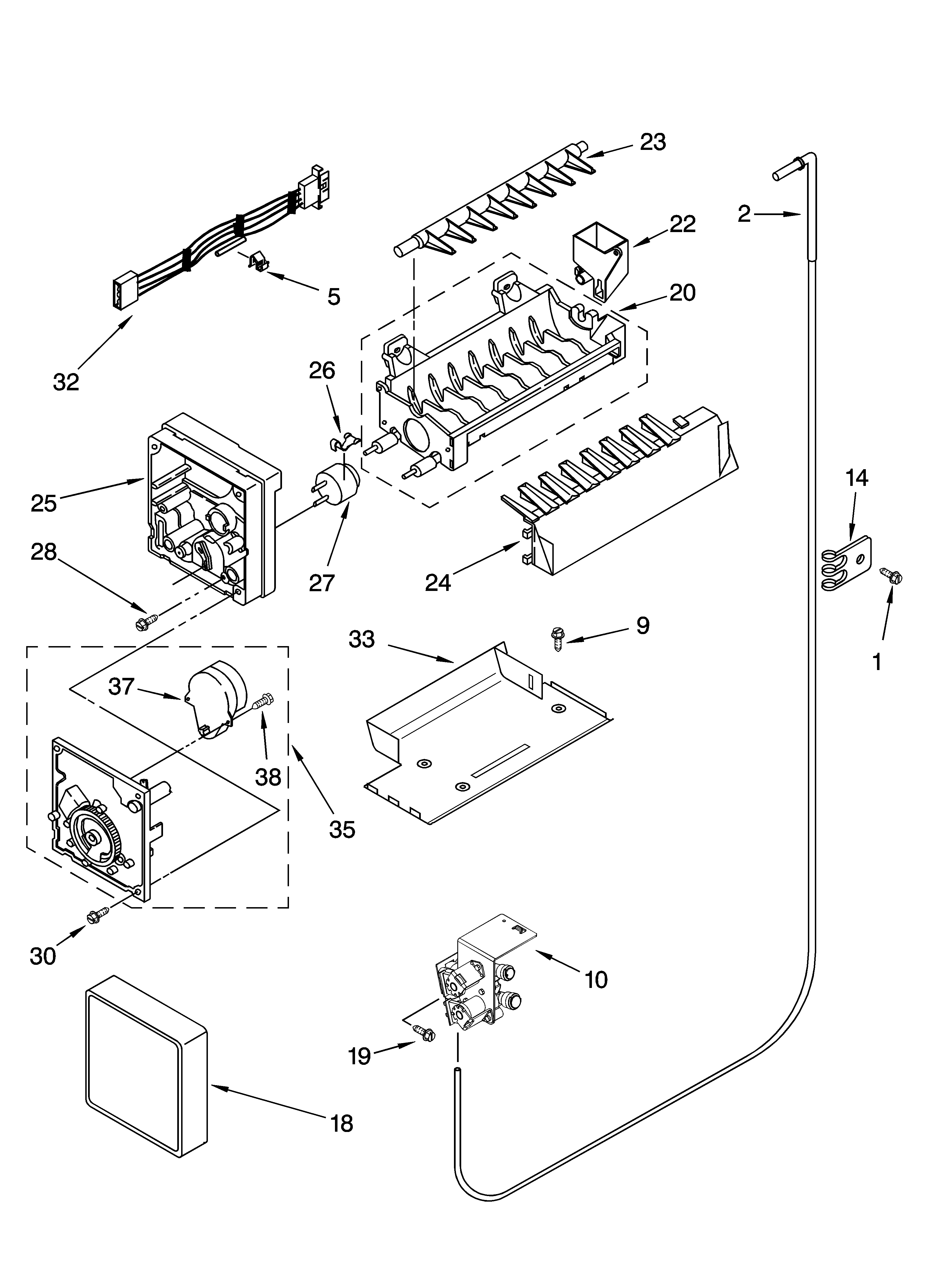 Whirlpool GC5SHEXNQ02 icemaker parts, optional parts diagram