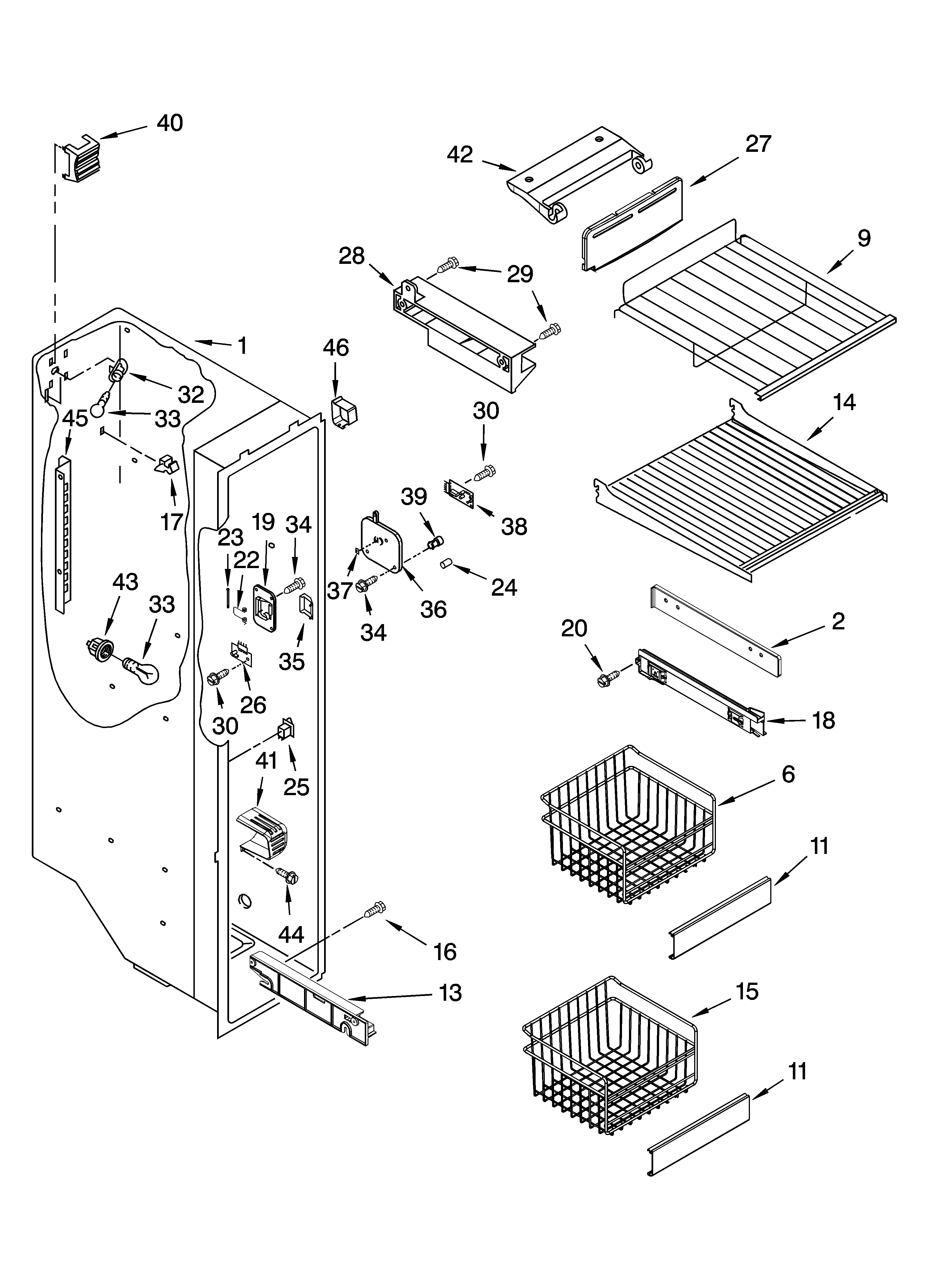Whirlpool GC5THEXNQ01 freezer liner parts diagram