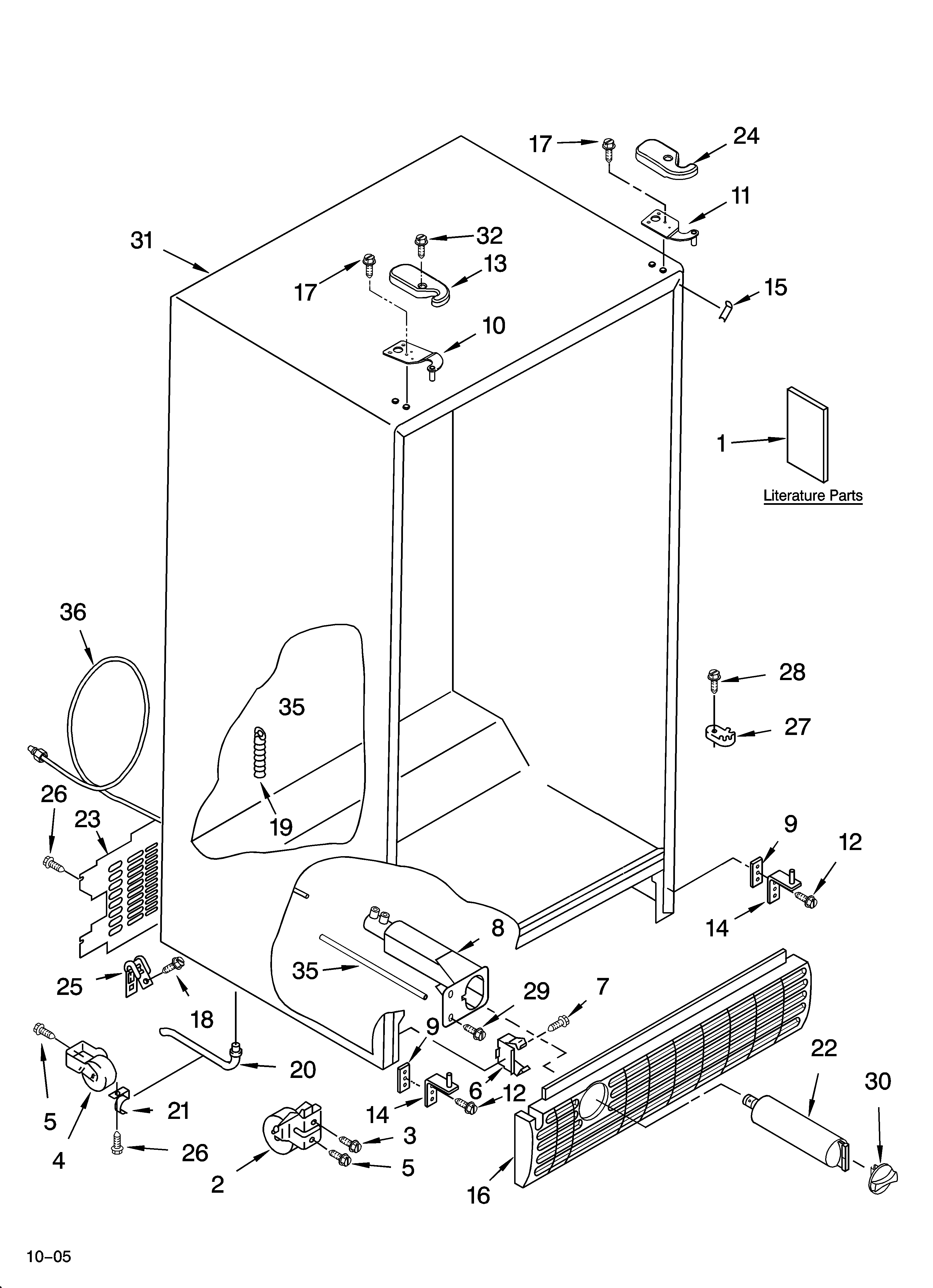 Whirlpool GD2SHAXNB01 cabinet parts diagram