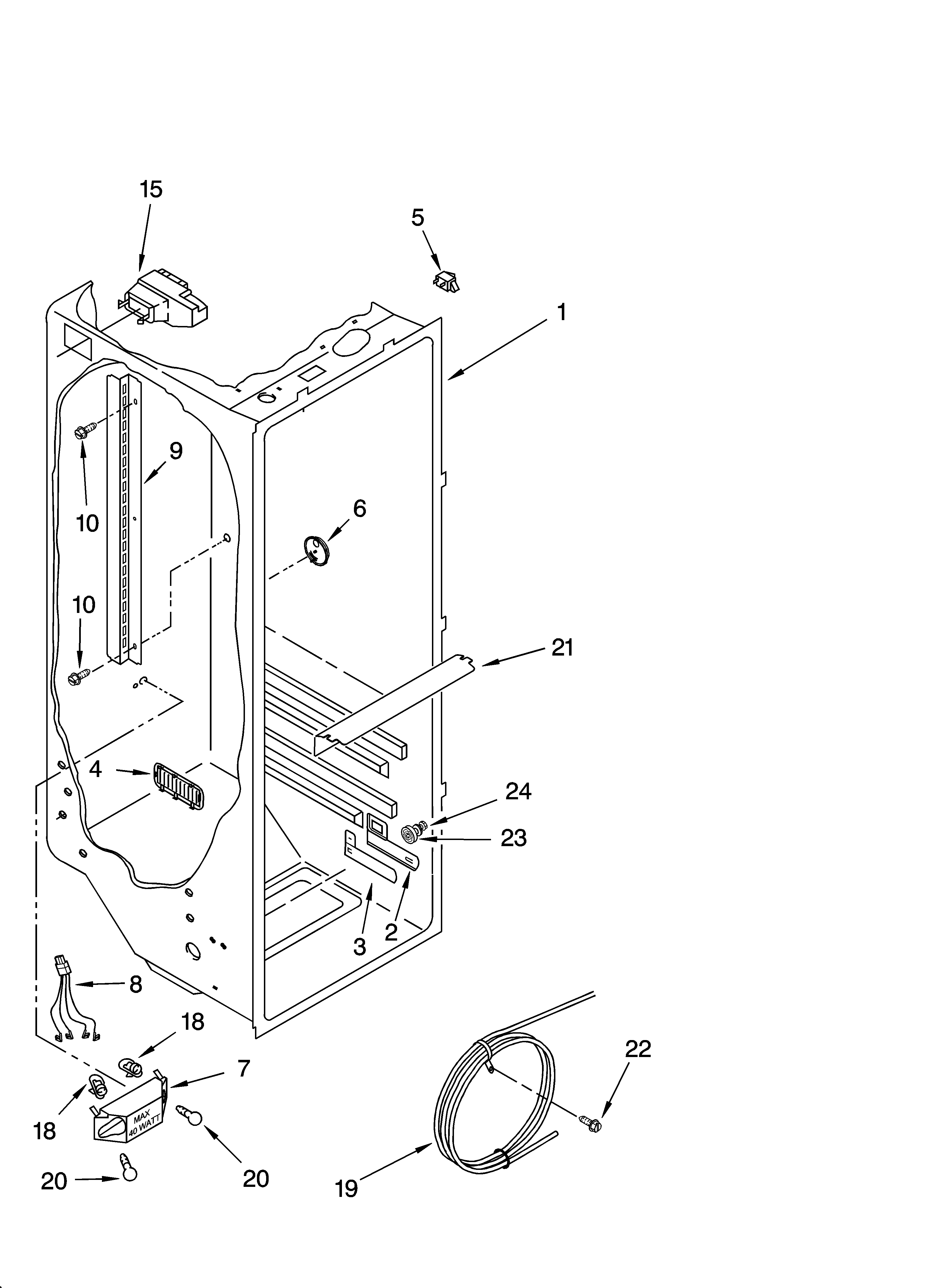 Whirlpool GD2SHAXNB01 refrigerator liner parts diagram