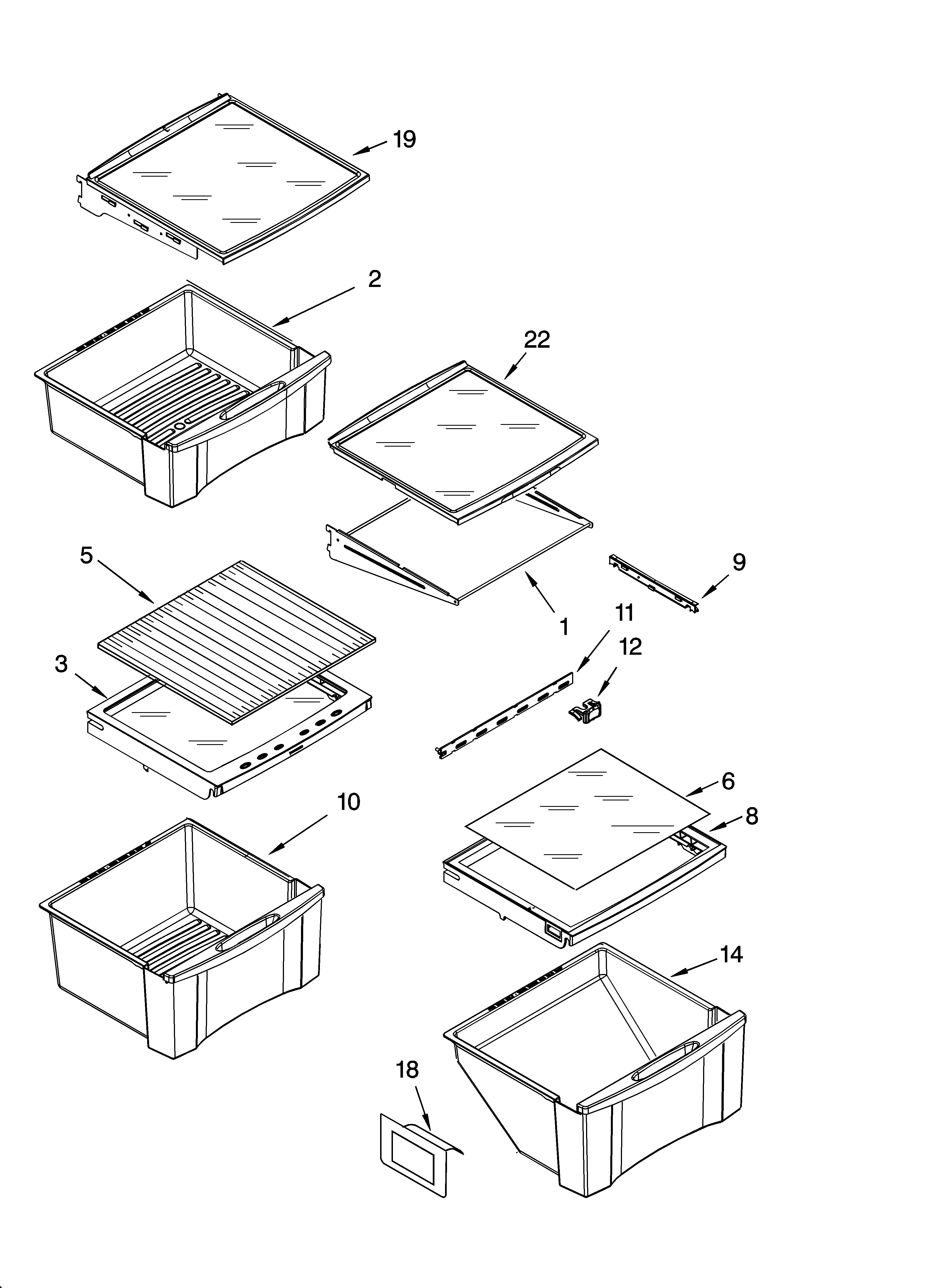 Whirlpool GD2SHAXNB01 refrigerator shelf parts diagram