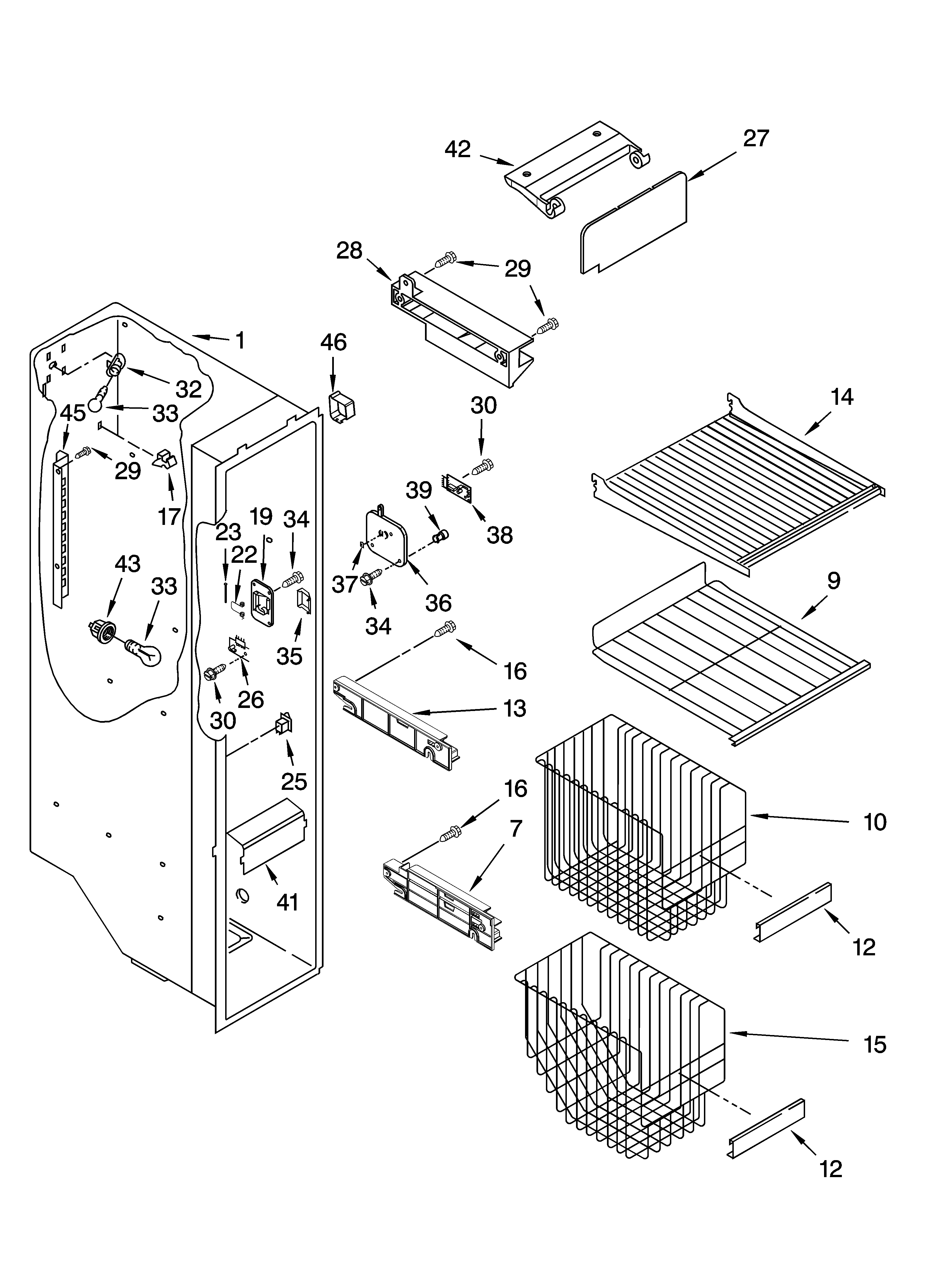 Whirlpool GD2SHAXNB01 freezer liner parts diagram