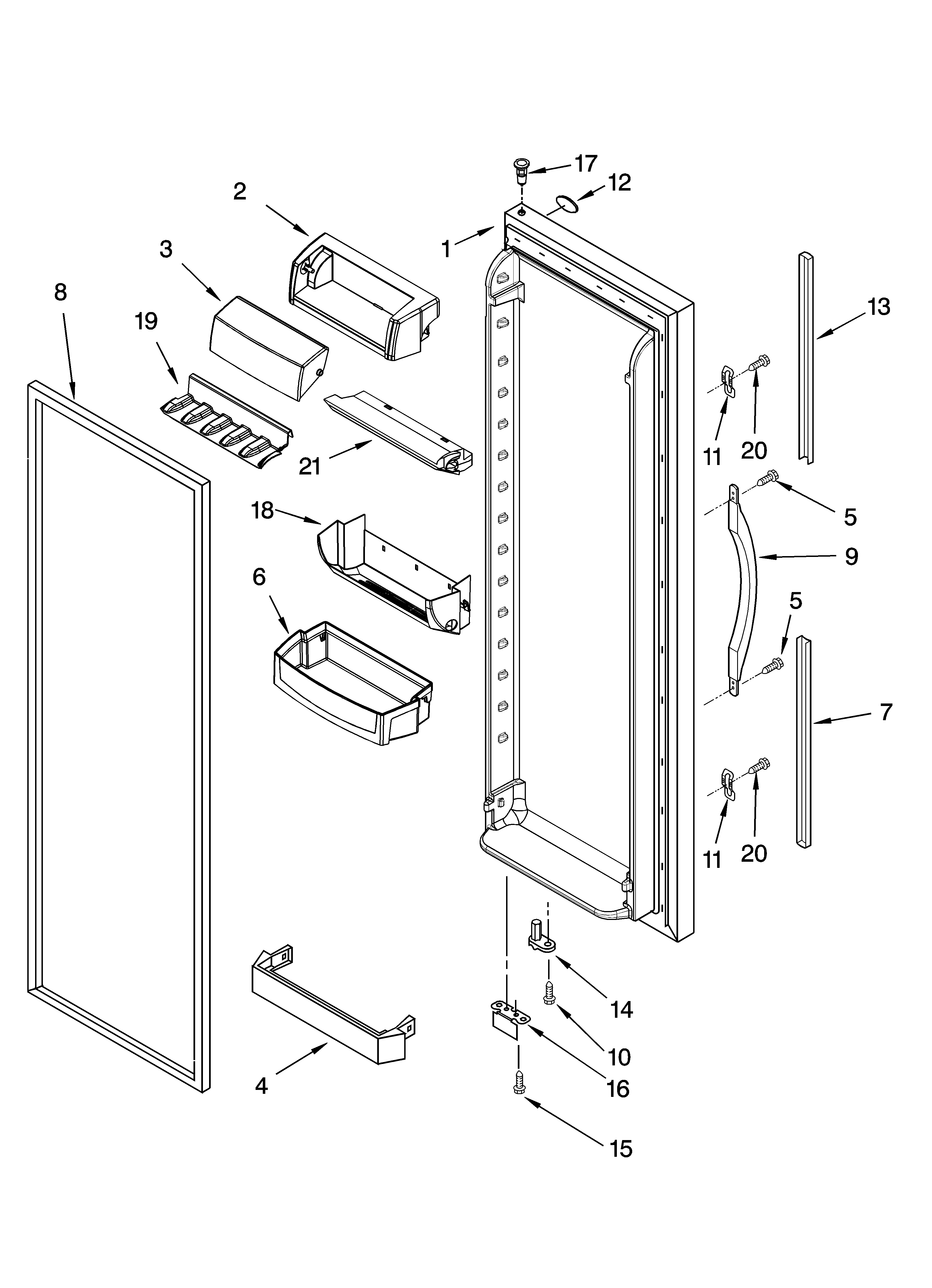 Whirlpool GD2SHAXNB01 refrigerator door parts diagram