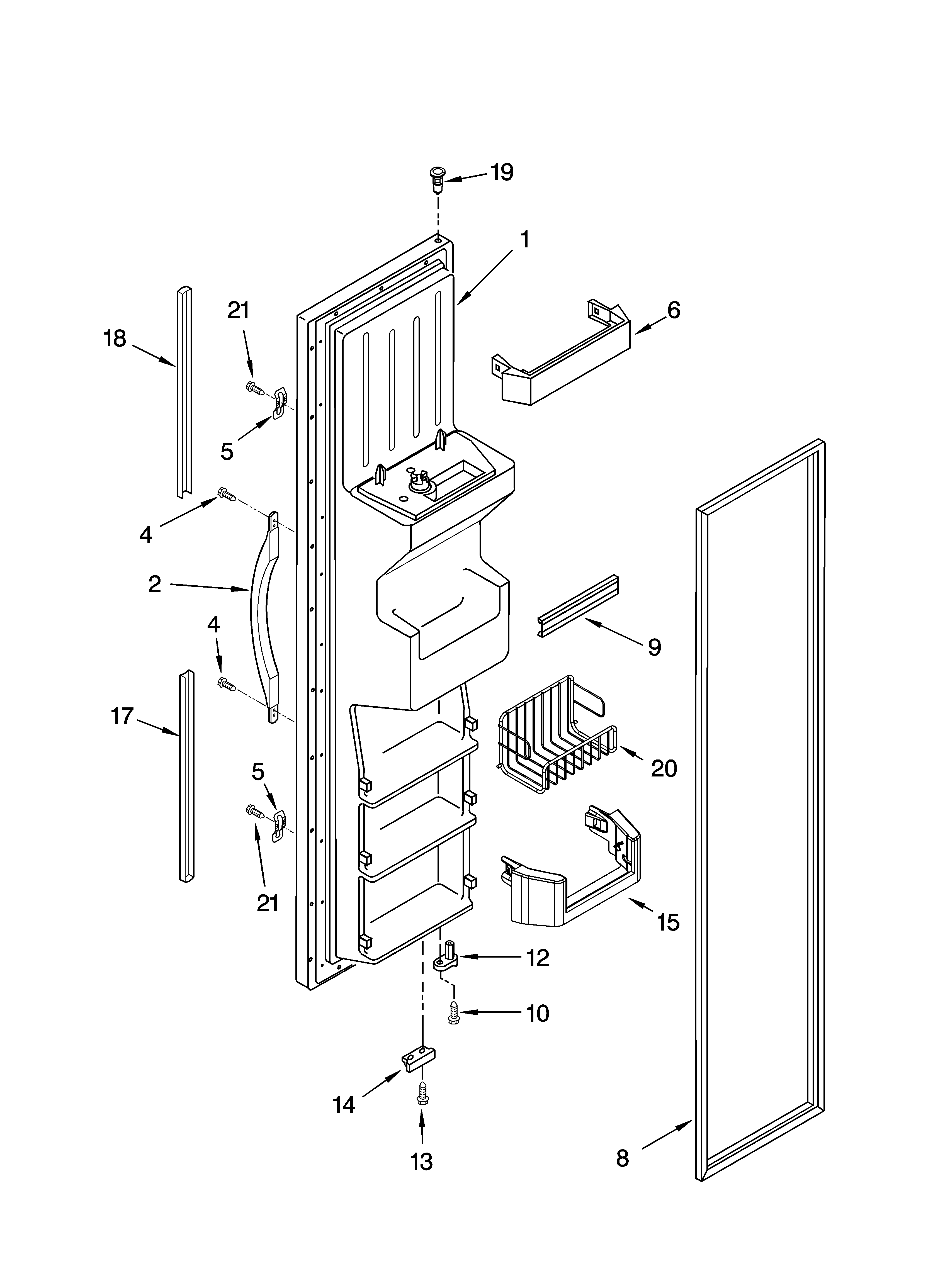 Whirlpool GD2SHAXNB01 freezer door parts diagram
