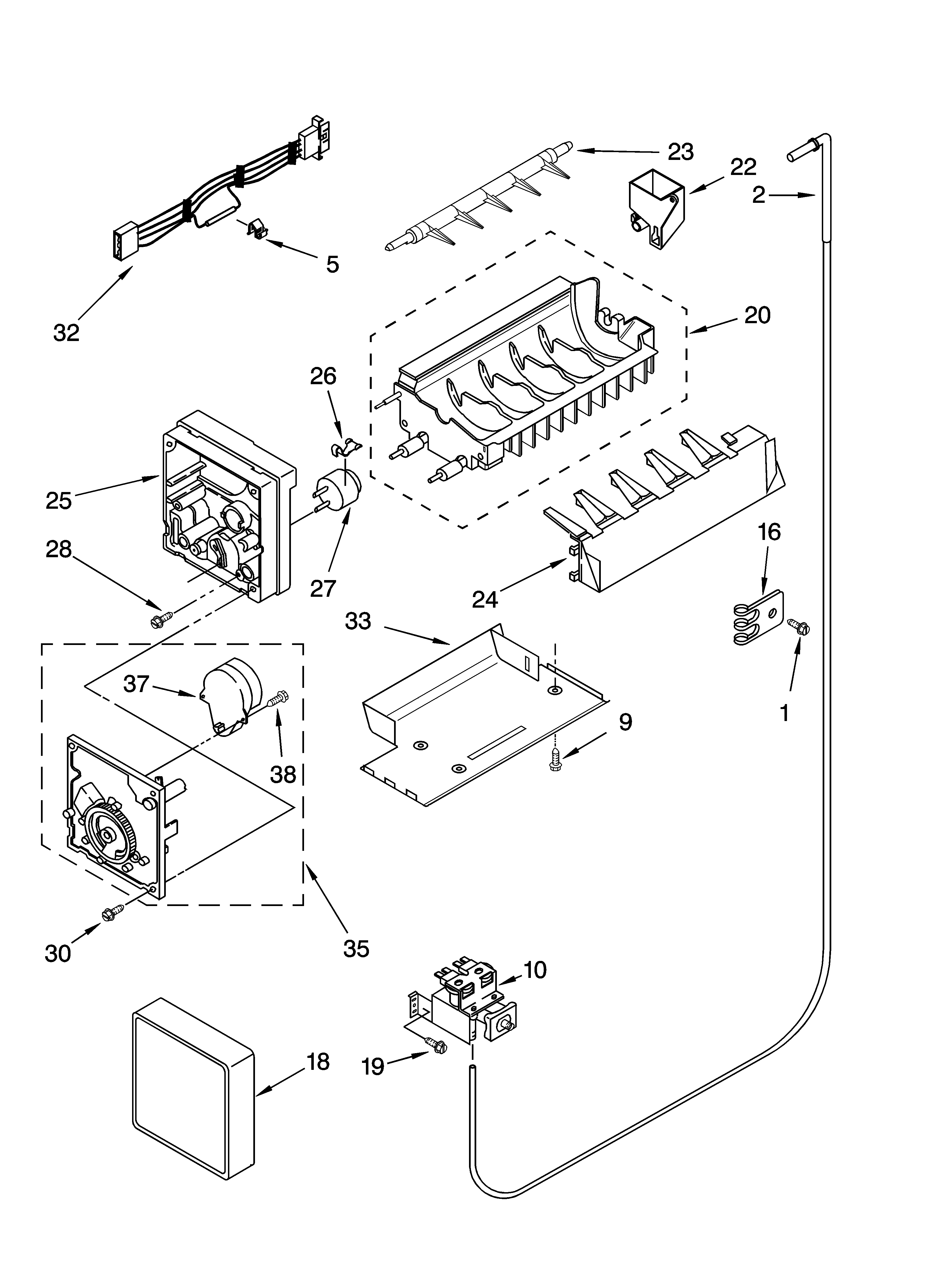 Whirlpool GD2SHAXNB01 icemaker parts diagram
