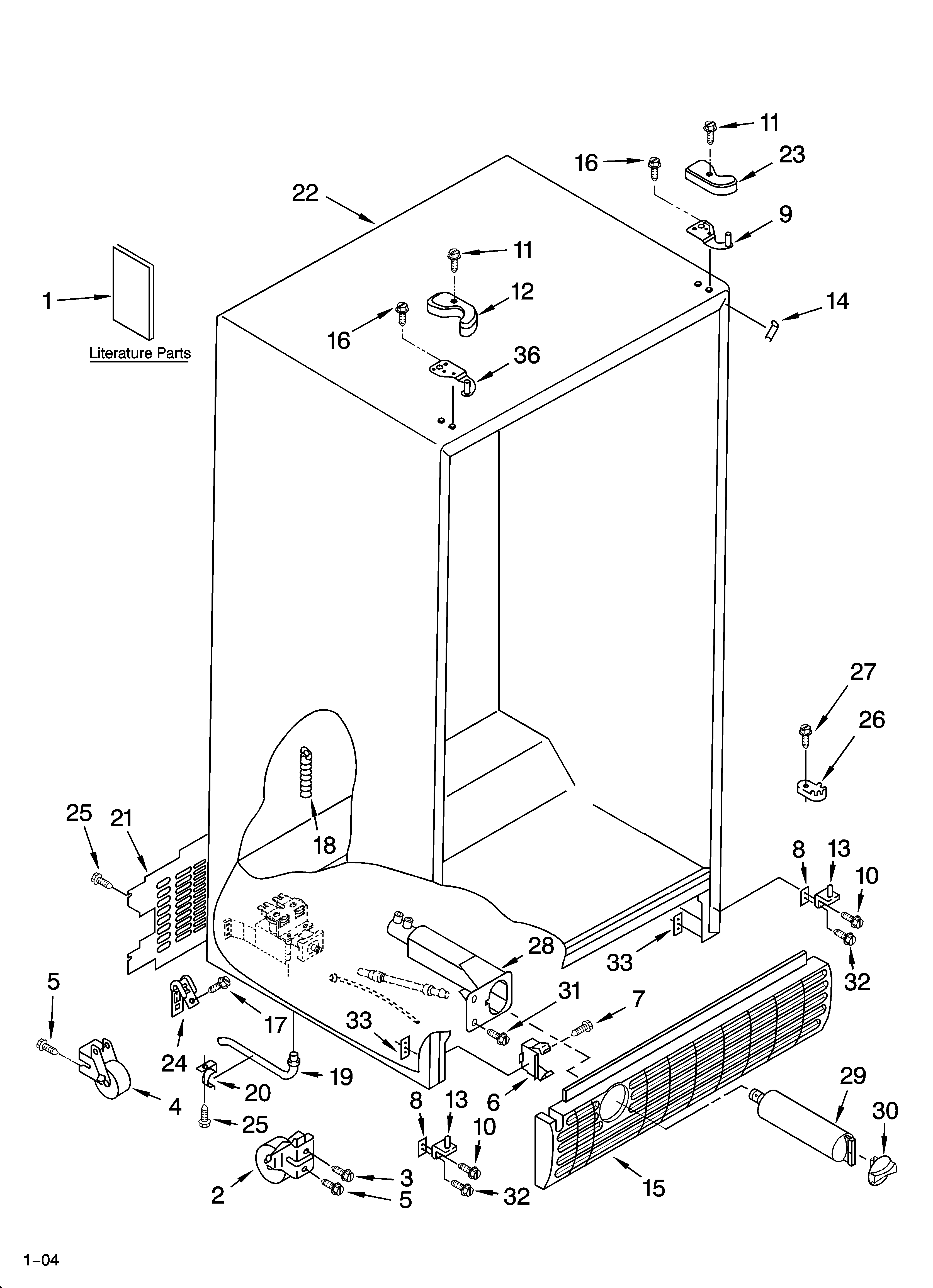 Whirlpool GD5PHAXMS10 cabinet parts diagram