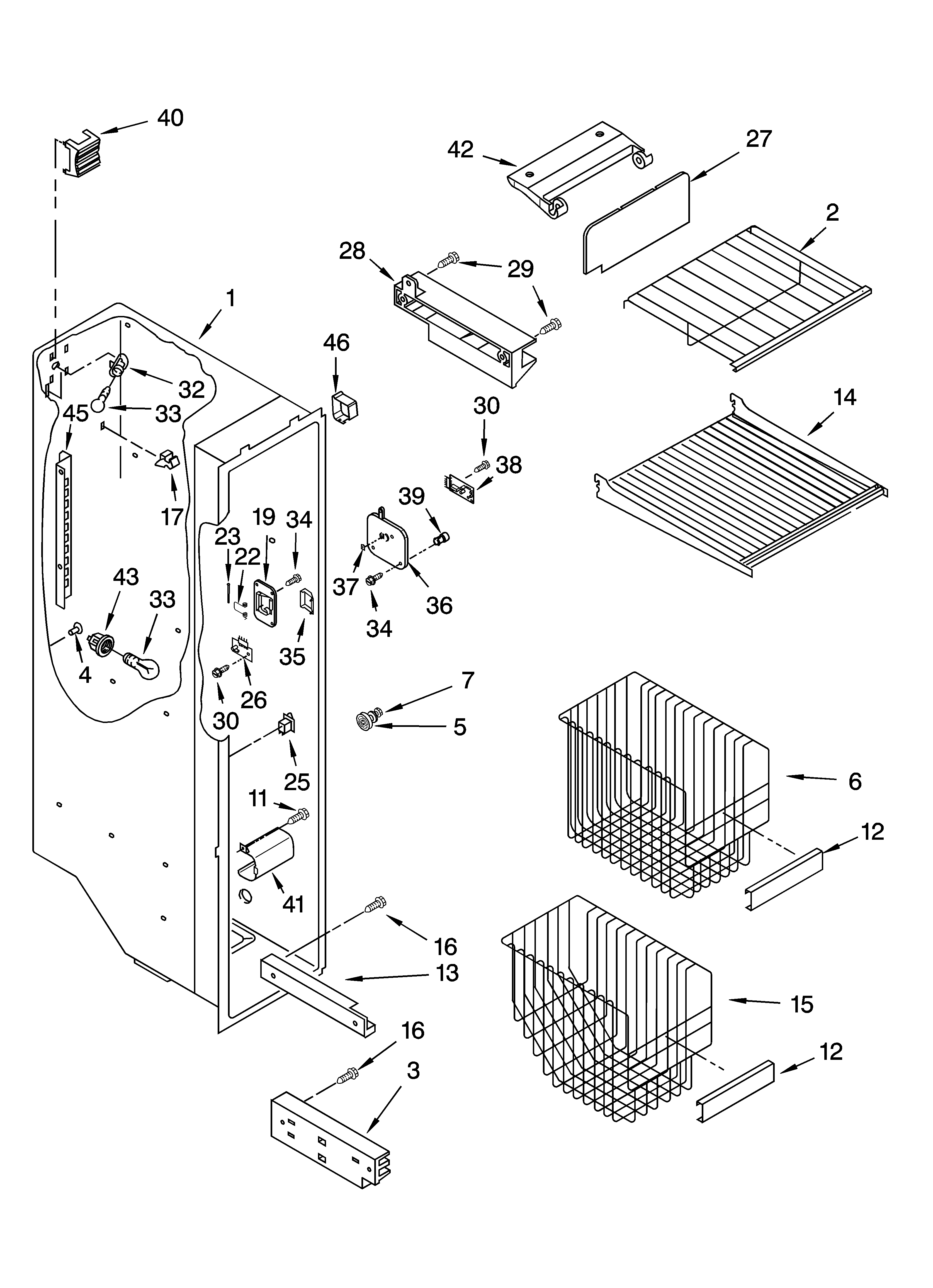 Whirlpool GD5PHAXMS10 freezer liner parts diagram