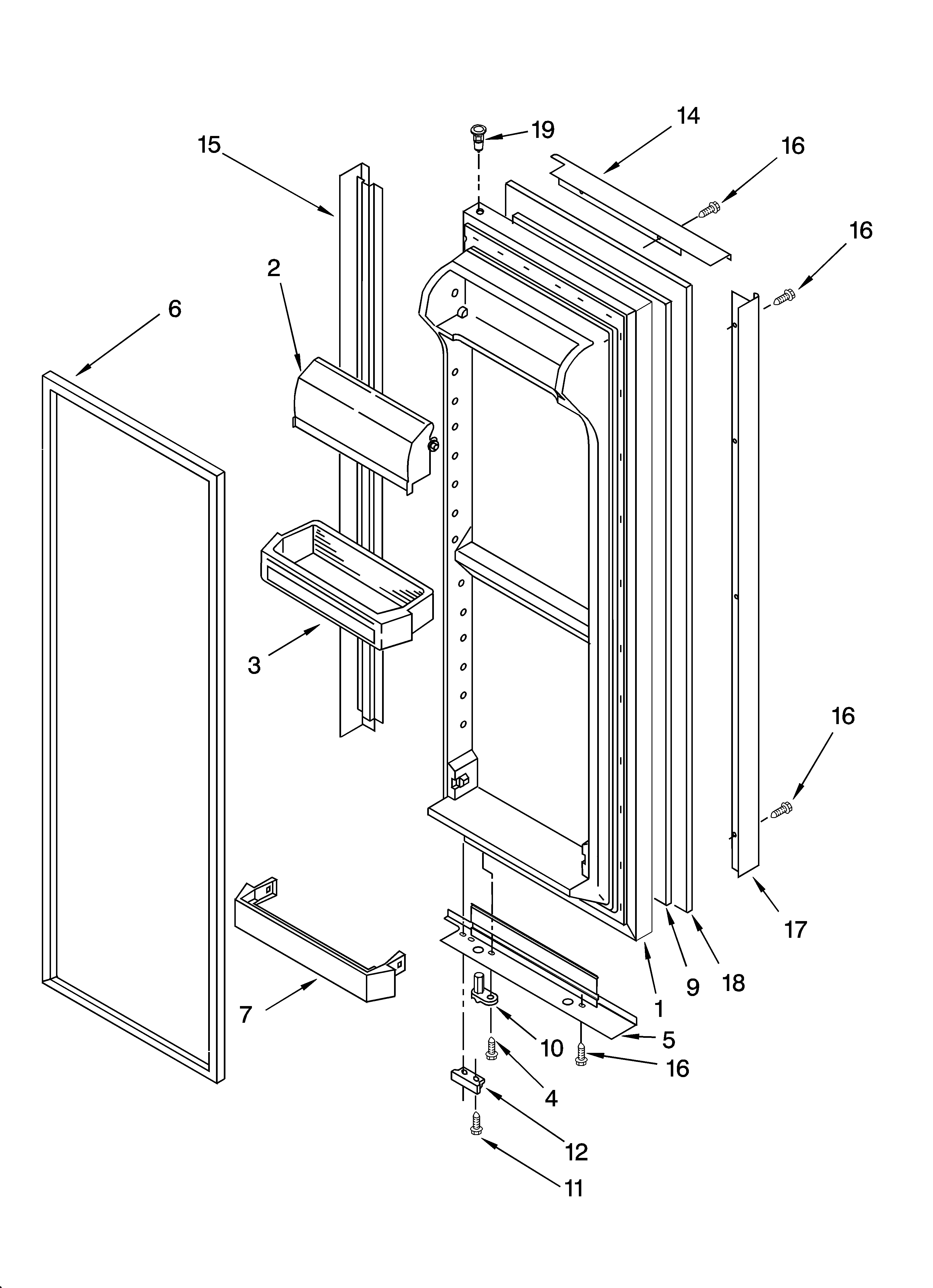 Whirlpool GD5PHAXMS10 refrigerator door parts diagram
