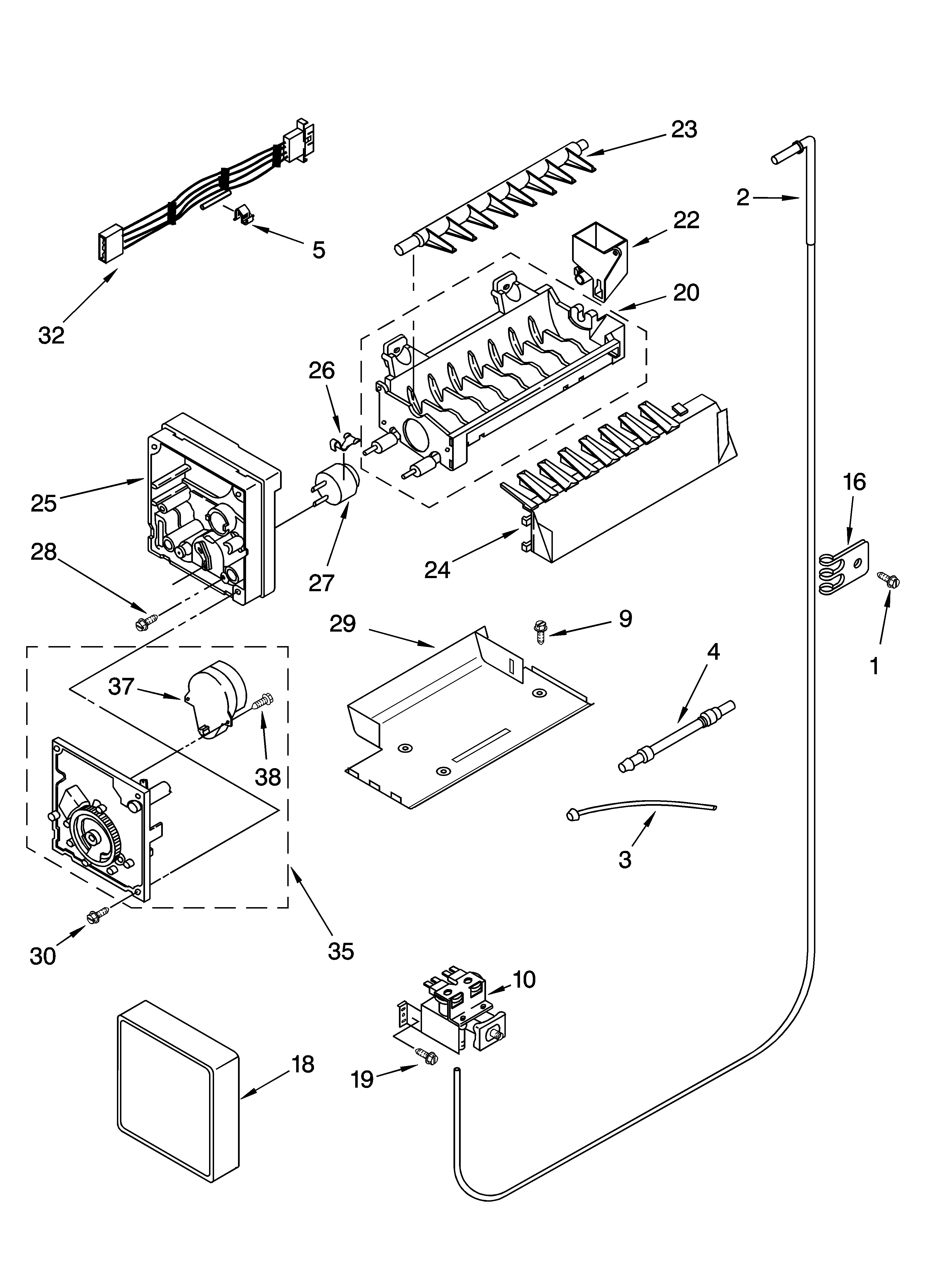 Whirlpool GD5PHAXMS10 icemaker parts, parts not illustrated diagram
