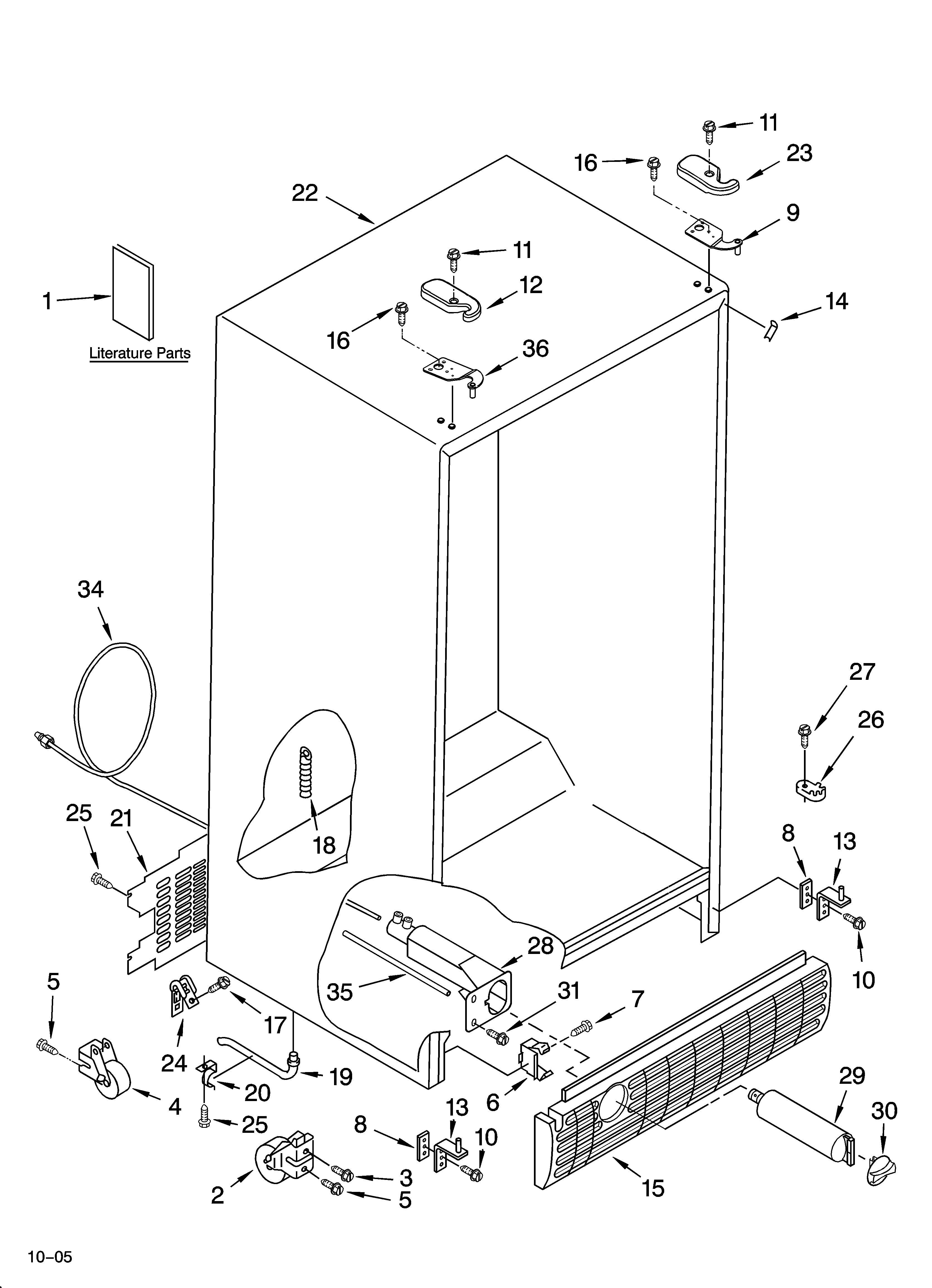 Whirlpool GD5PHAXMS11 cabinet parts diagram