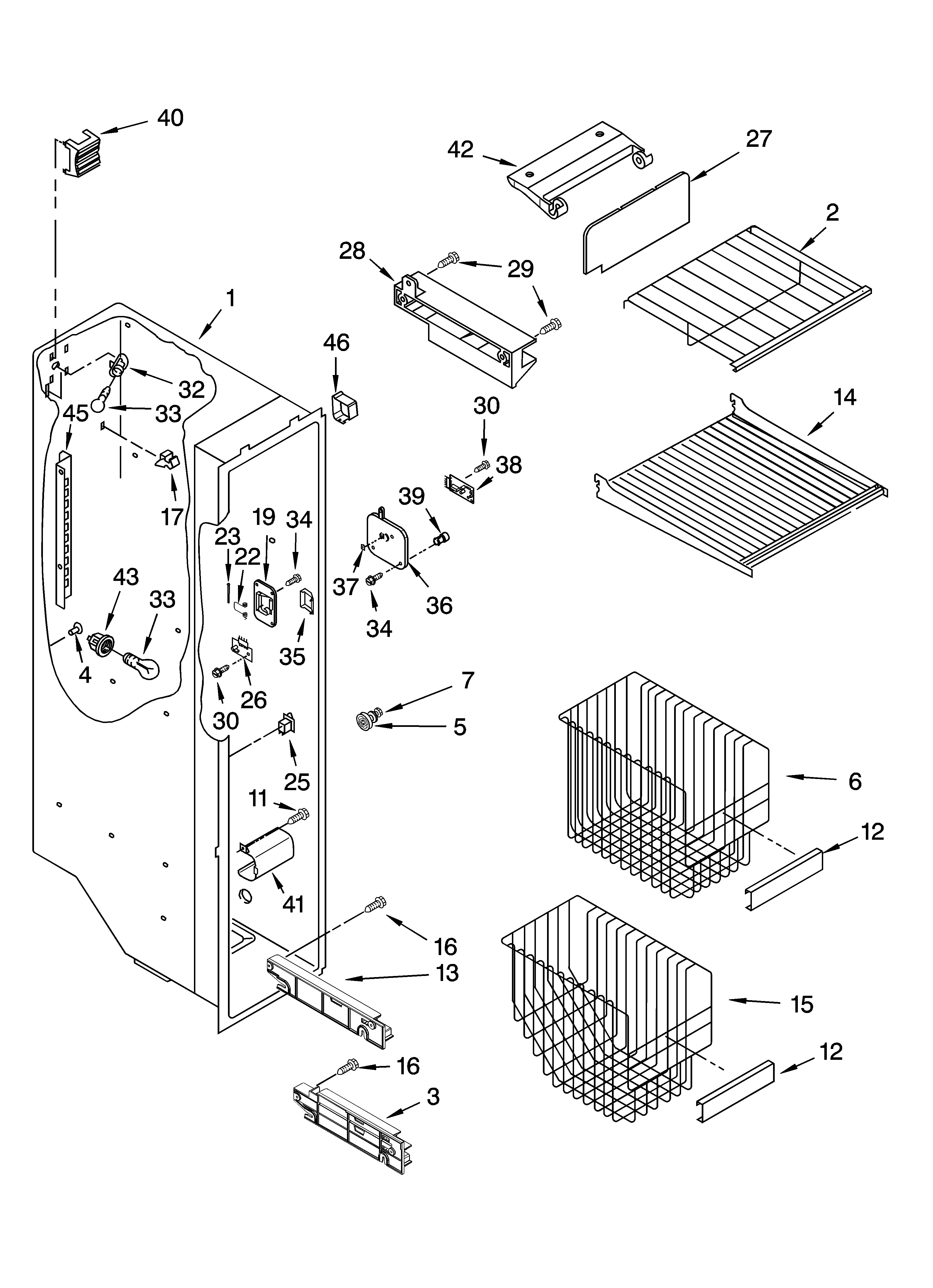Whirlpool GD5PHAXMS11 freezer liner parts diagram