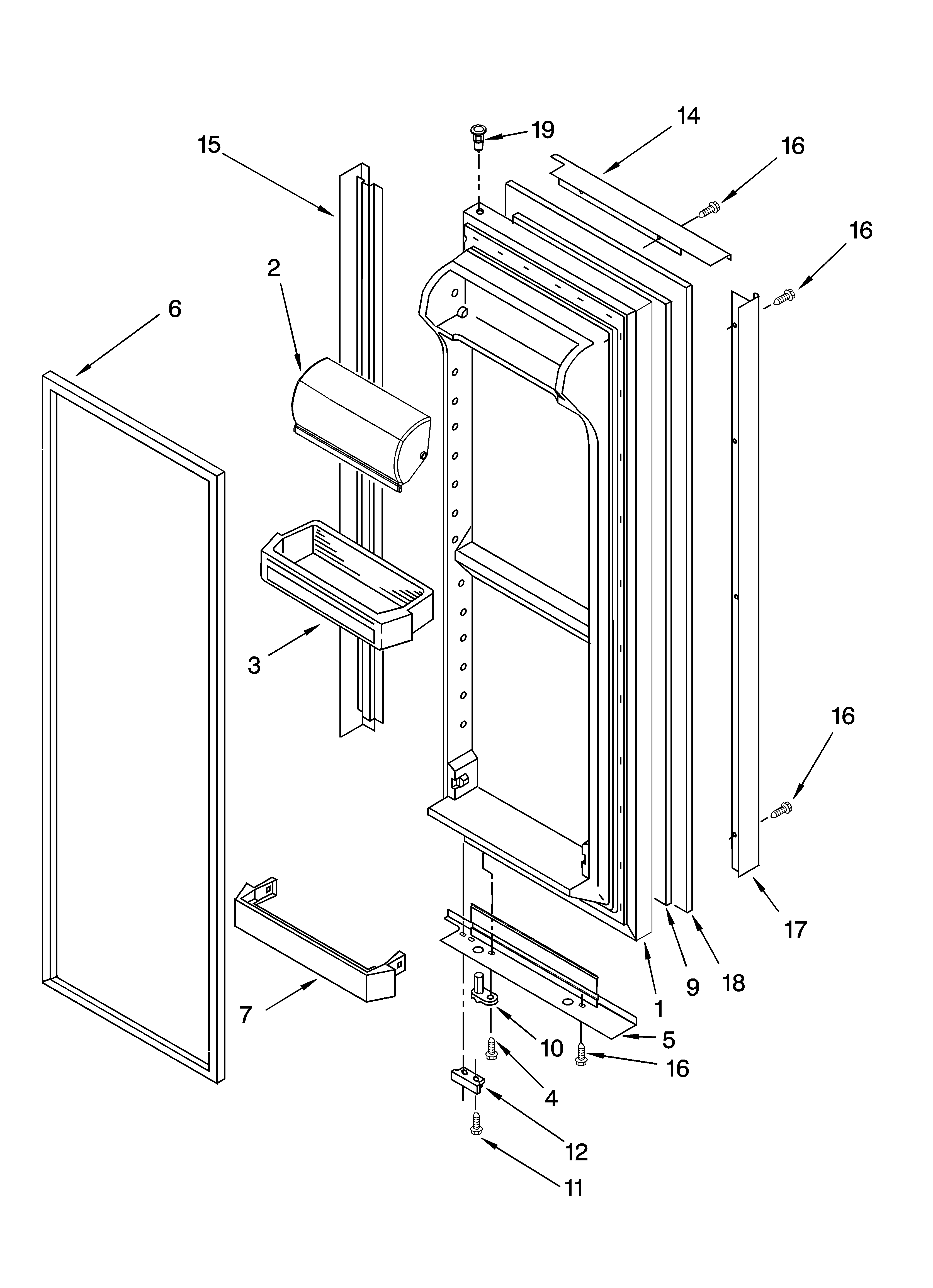 Whirlpool GD5PHAXMS11 refrigerator door parts diagram