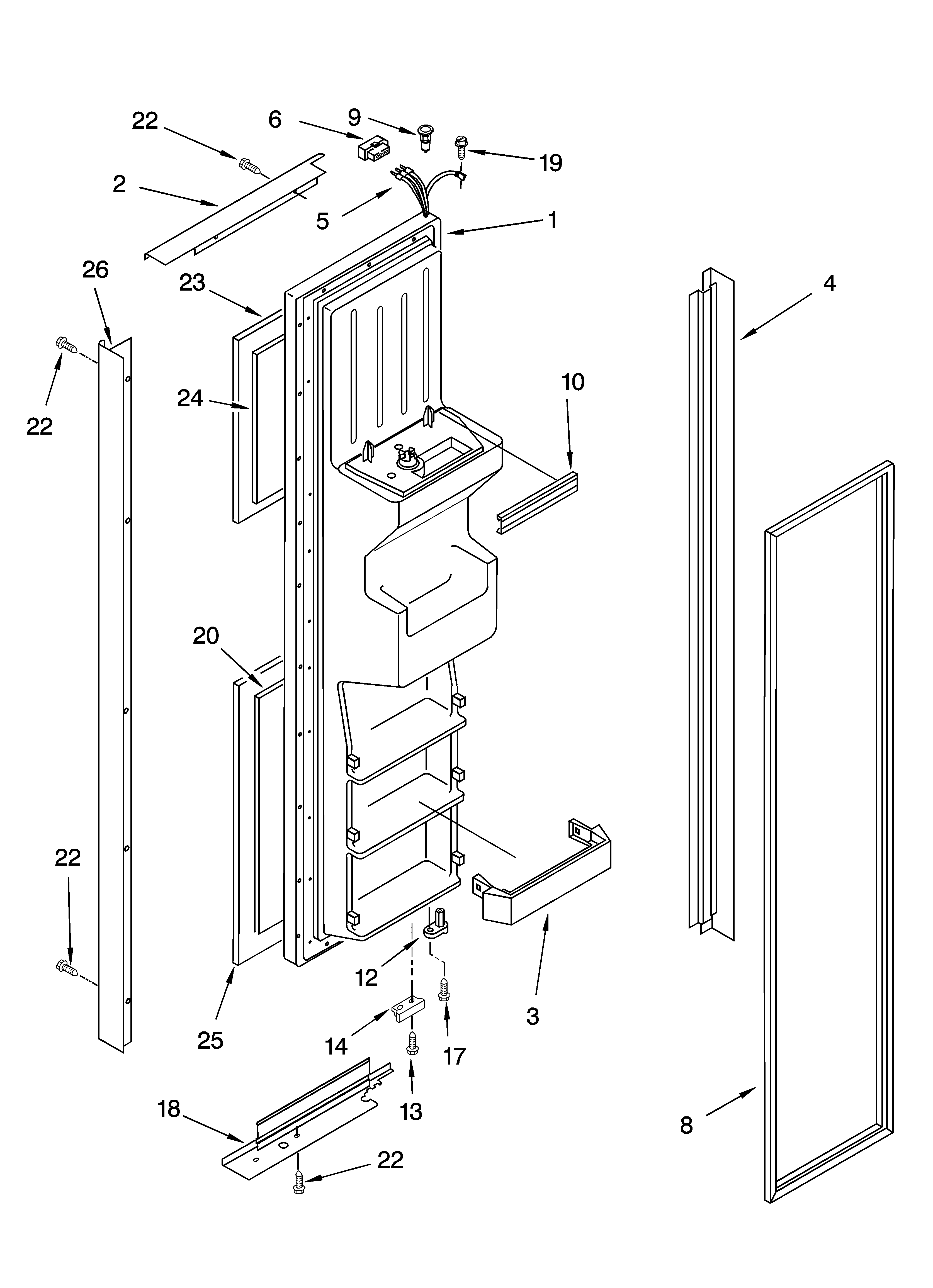 Whirlpool GD5PHAXMS11 freezer door parts diagram