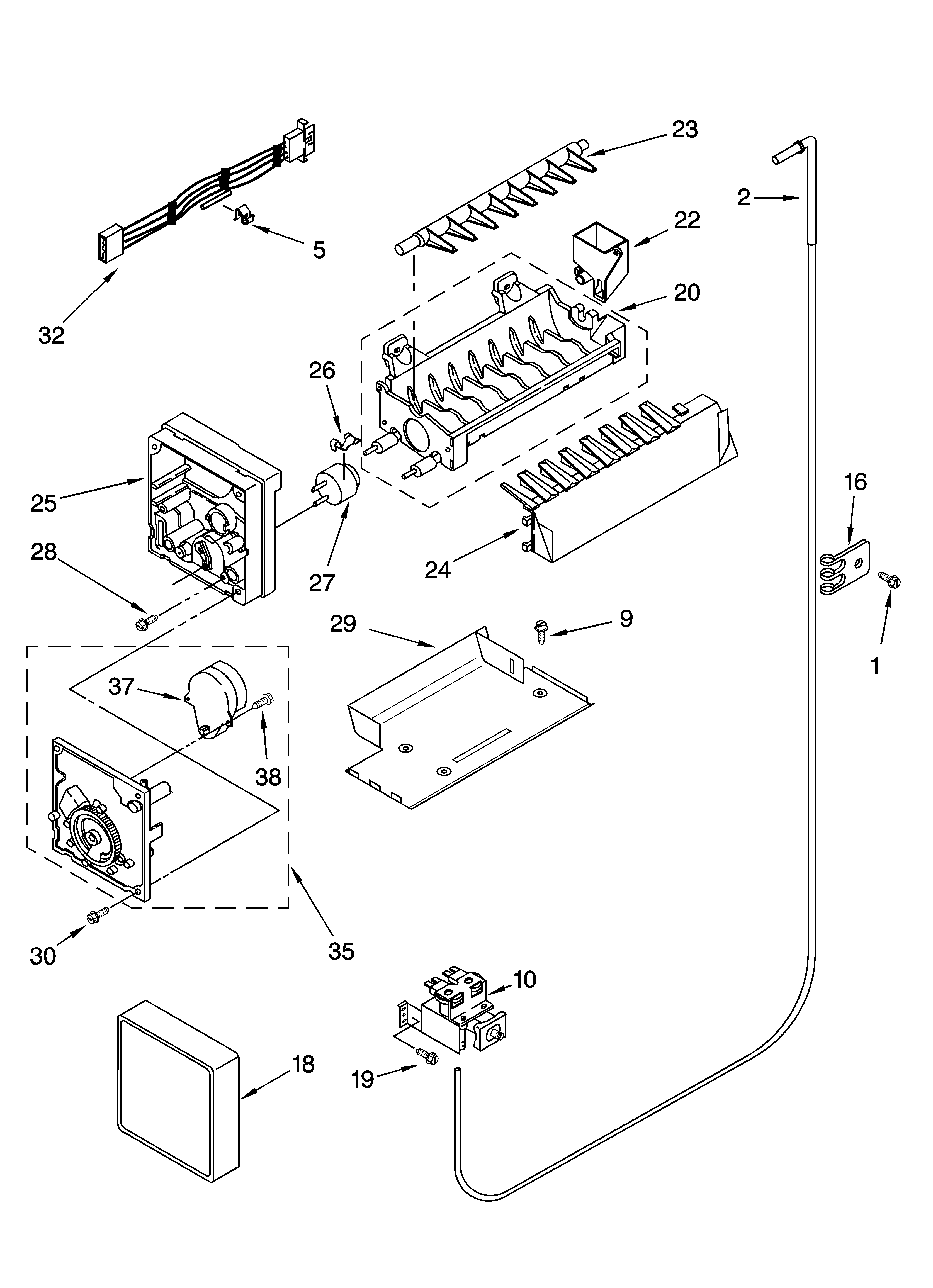 Whirlpool GD5PHAXMS11 icemaker parts, optional parts diagram