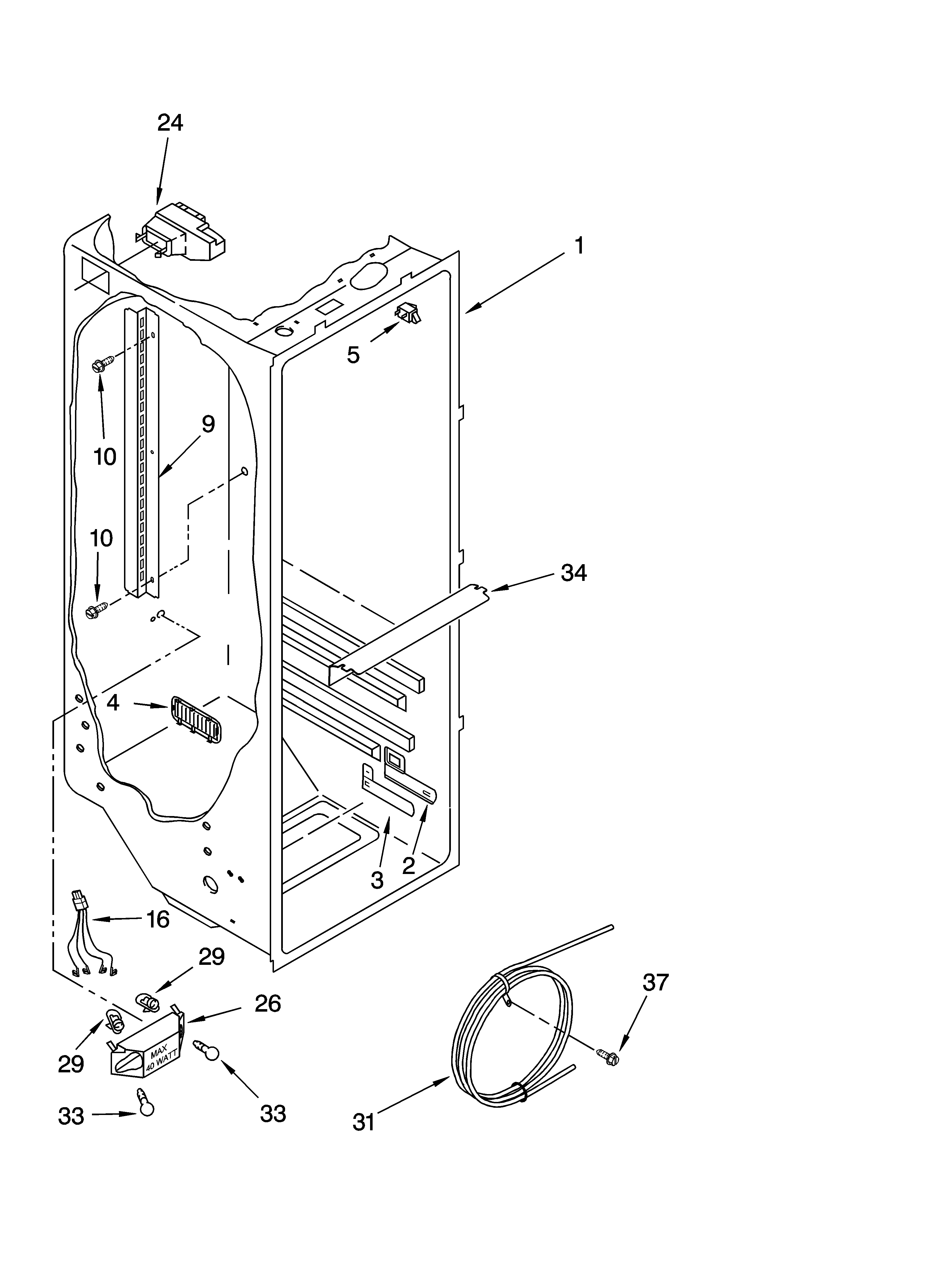 Whirlpool GD5RHAXNQ01 refrigerator liner parts diagram