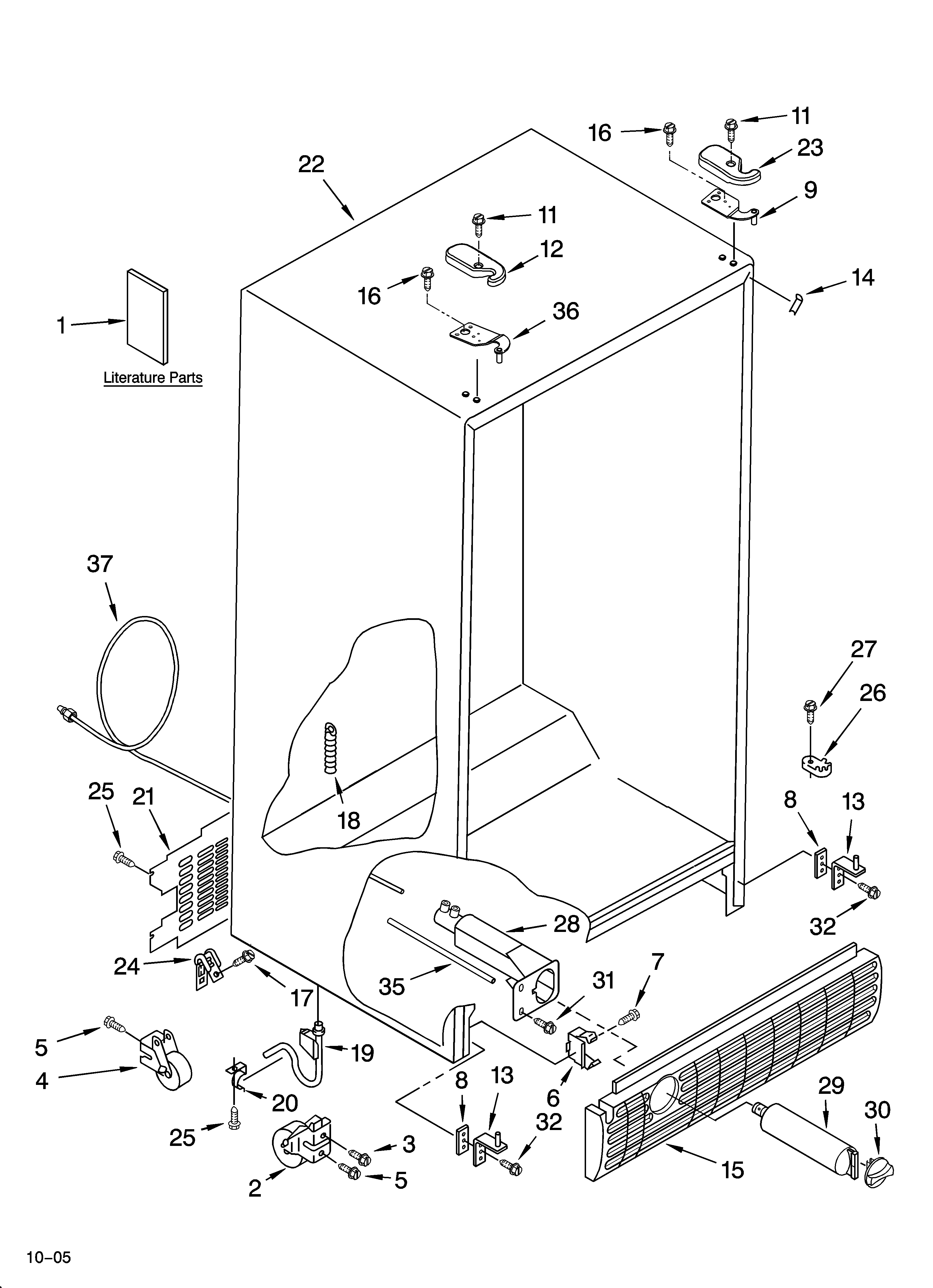 Whirlpool GD5SHAXNS01 cabinet parts diagram