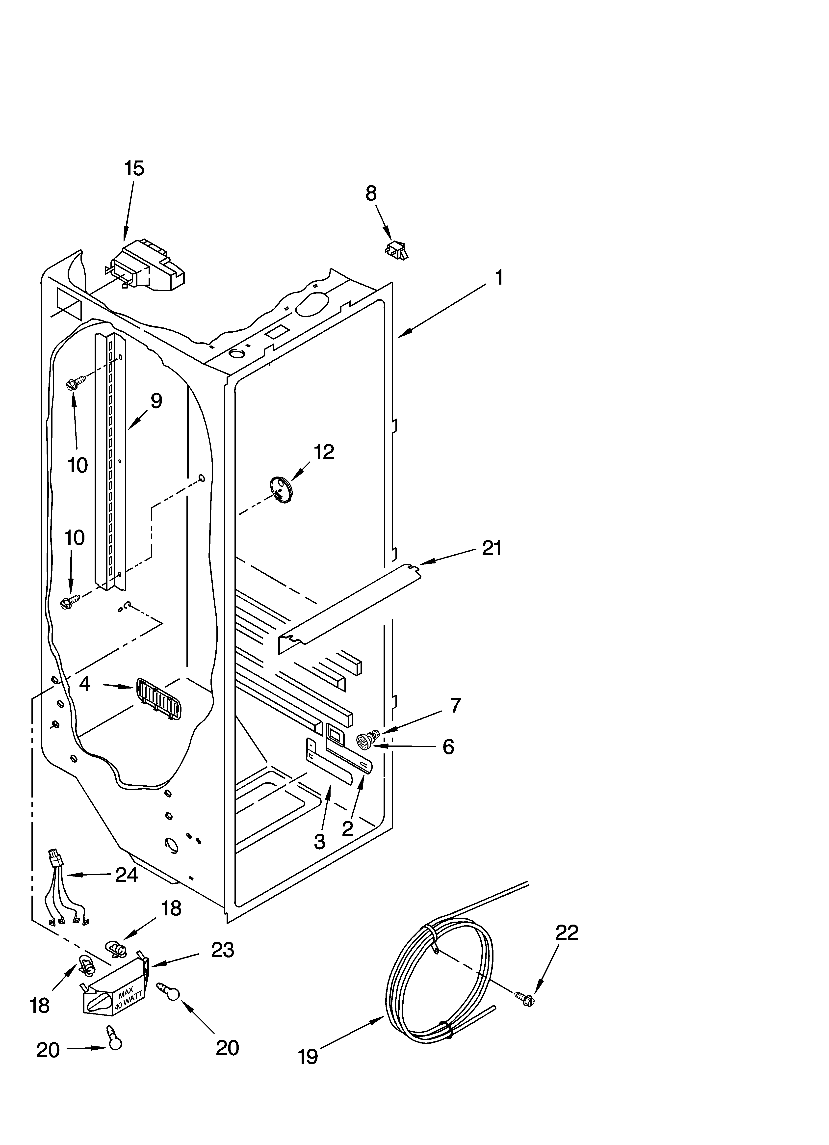 Whirlpool GD5SHAXNS01 refrigerator liner parts diagram