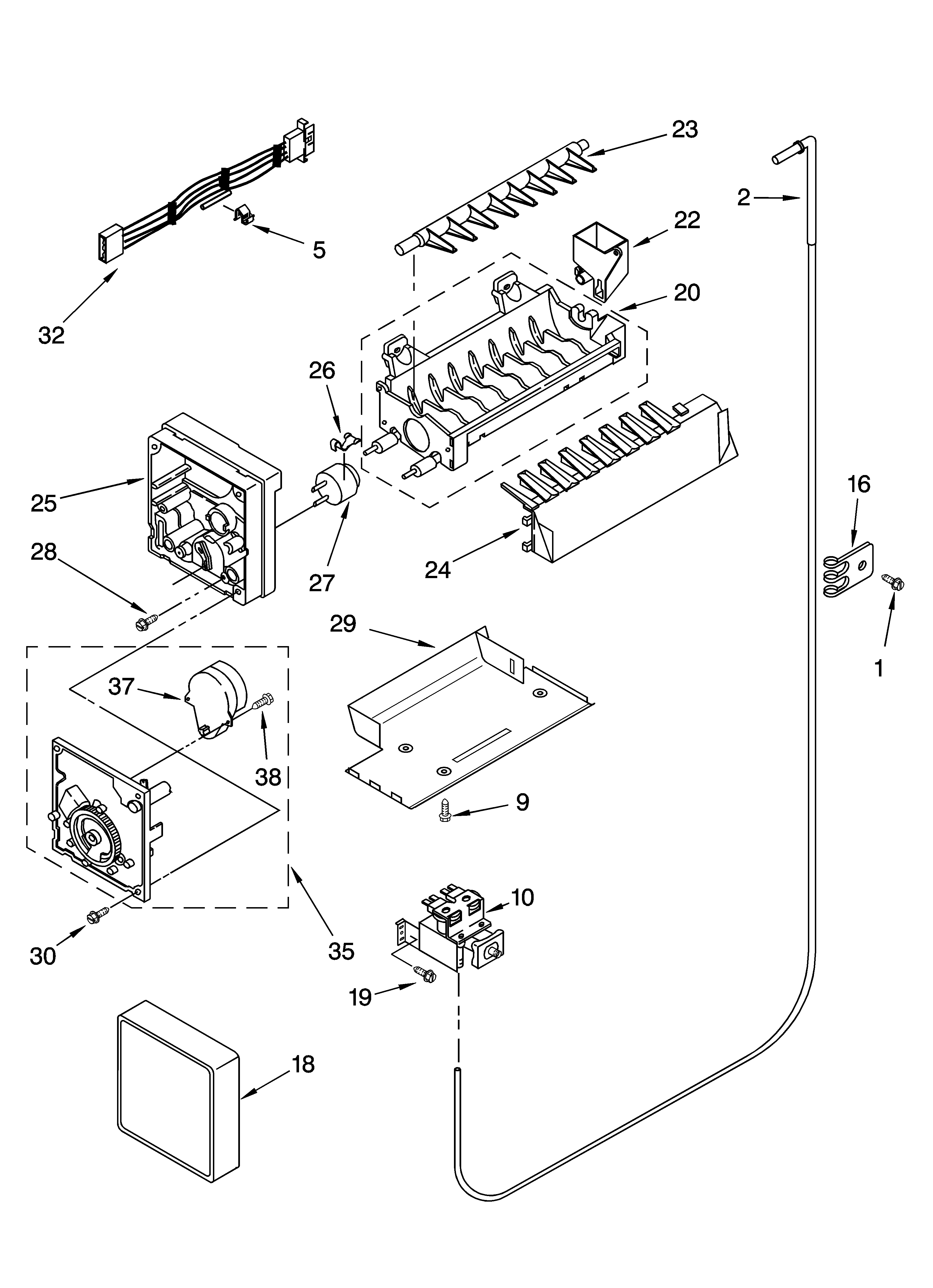 Whirlpool GD5SHAXNS01 icemaker parts, optional parts diagram