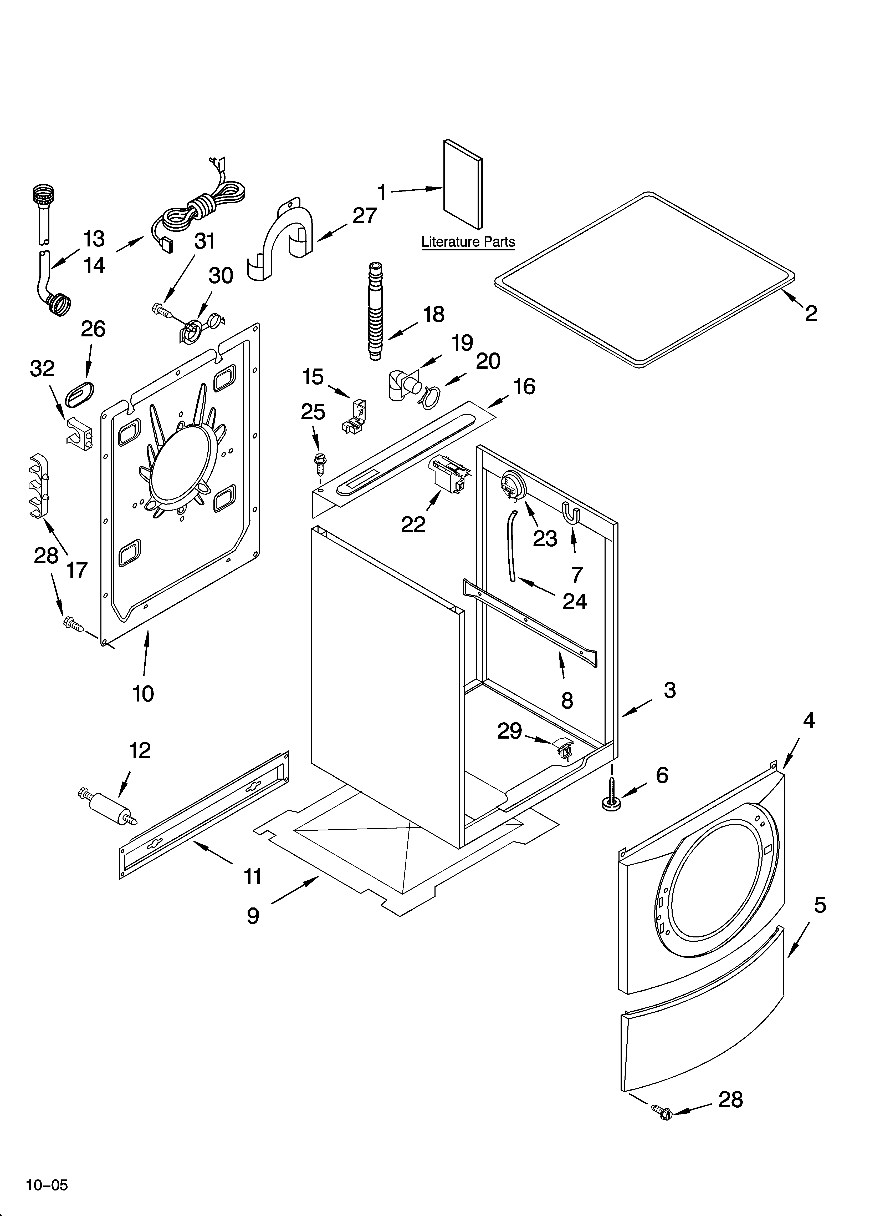 Whirlpool GHW9150PW1 top and cabinet parts diagram