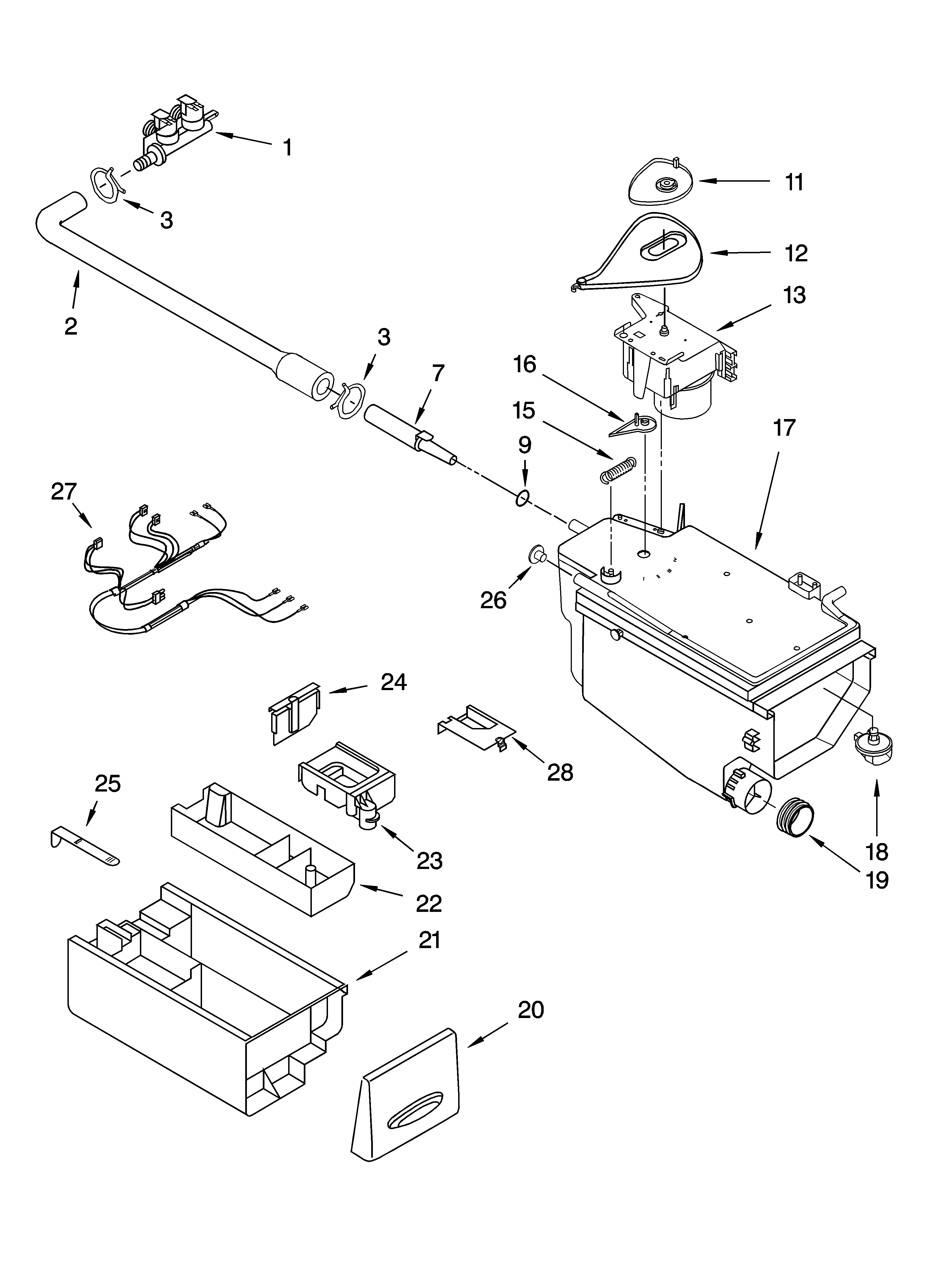 Whirlpool GHW9150PW1 dispenser parts diagram