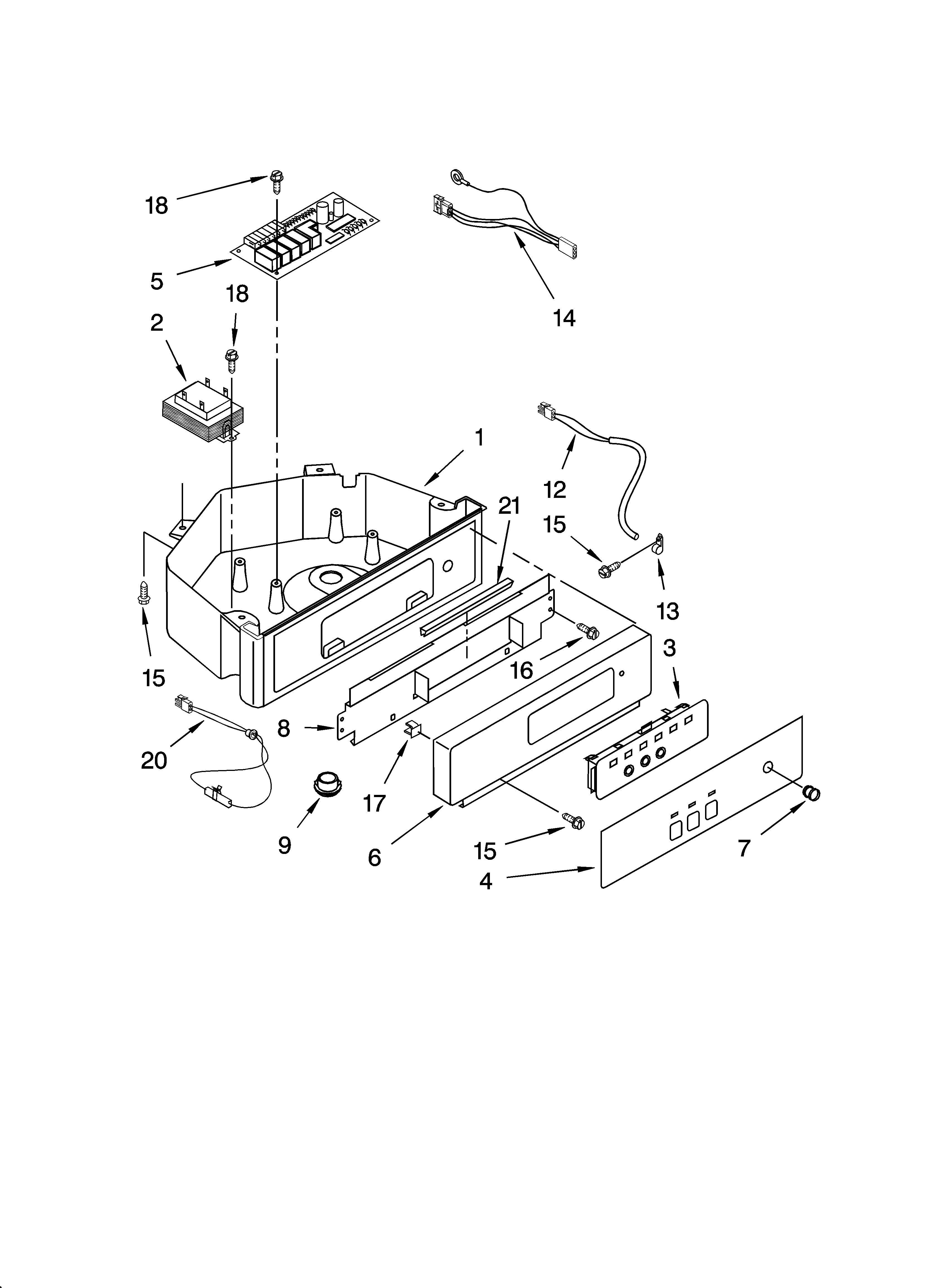 Whirlpool GI1500XHB8 control panel parts diagram