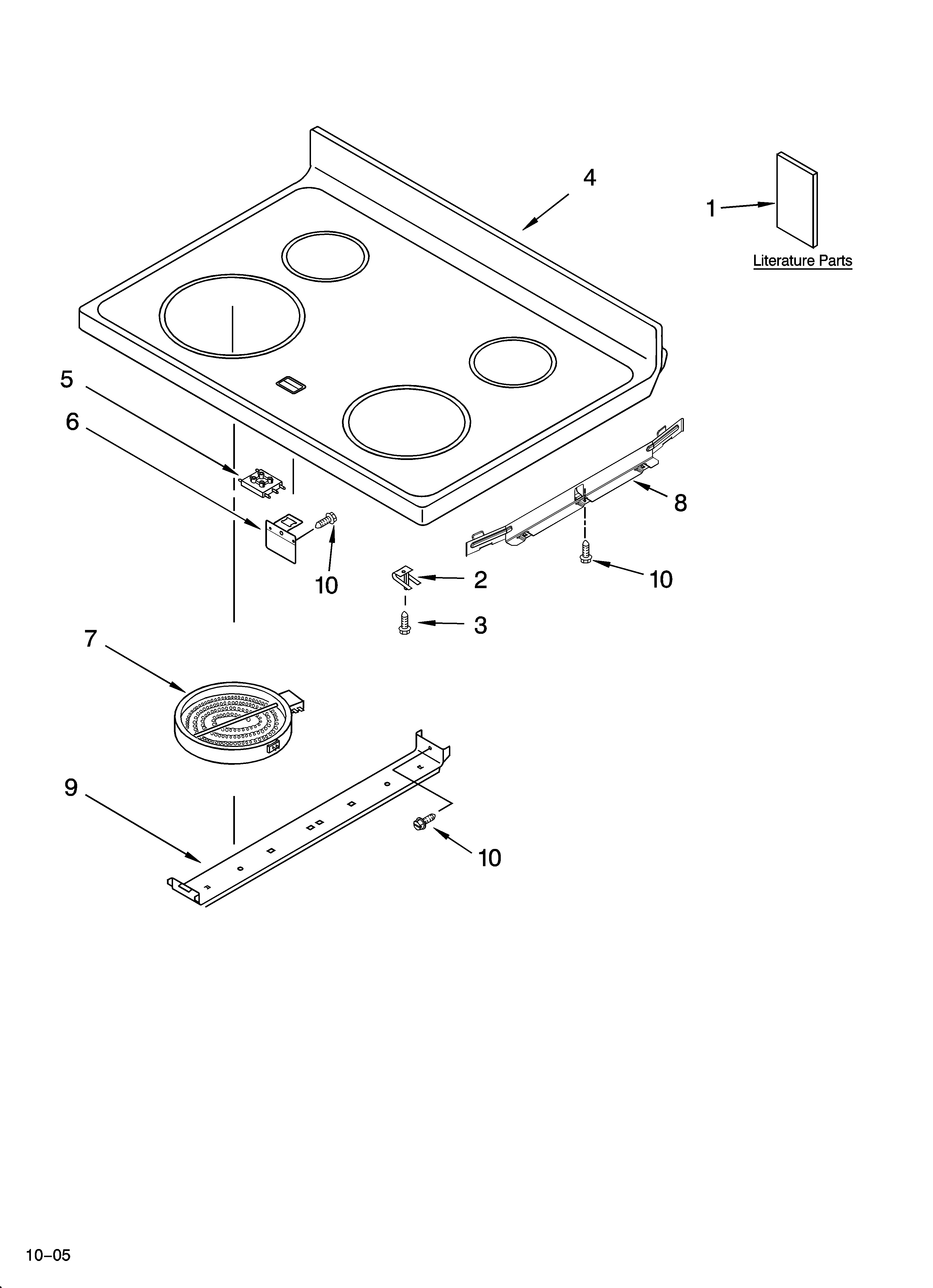 Whirlpool GR438LXRQ1 cooktop parts diagram