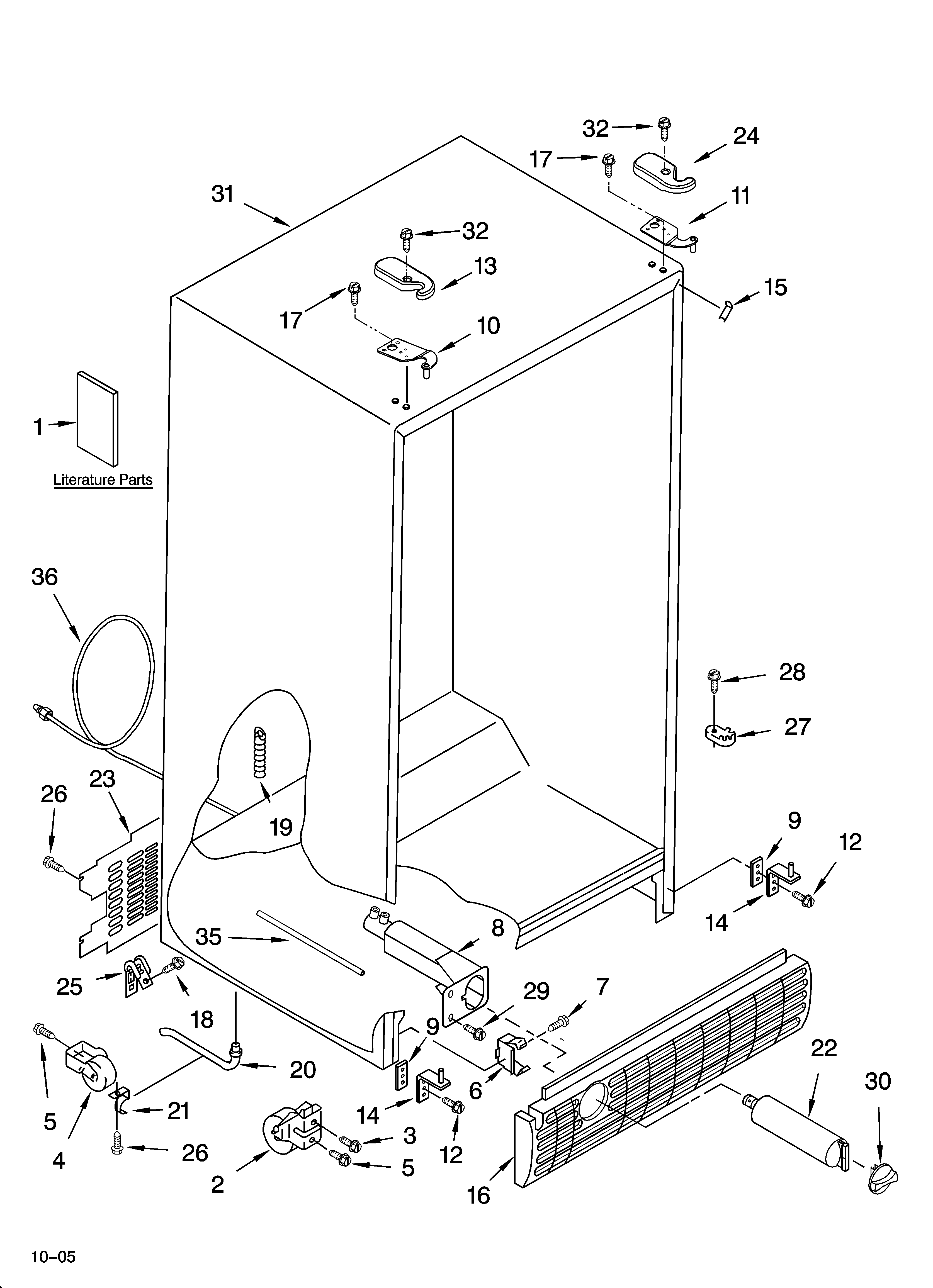 Whirlpool GS2SHAXNS02 cabinet parts diagram