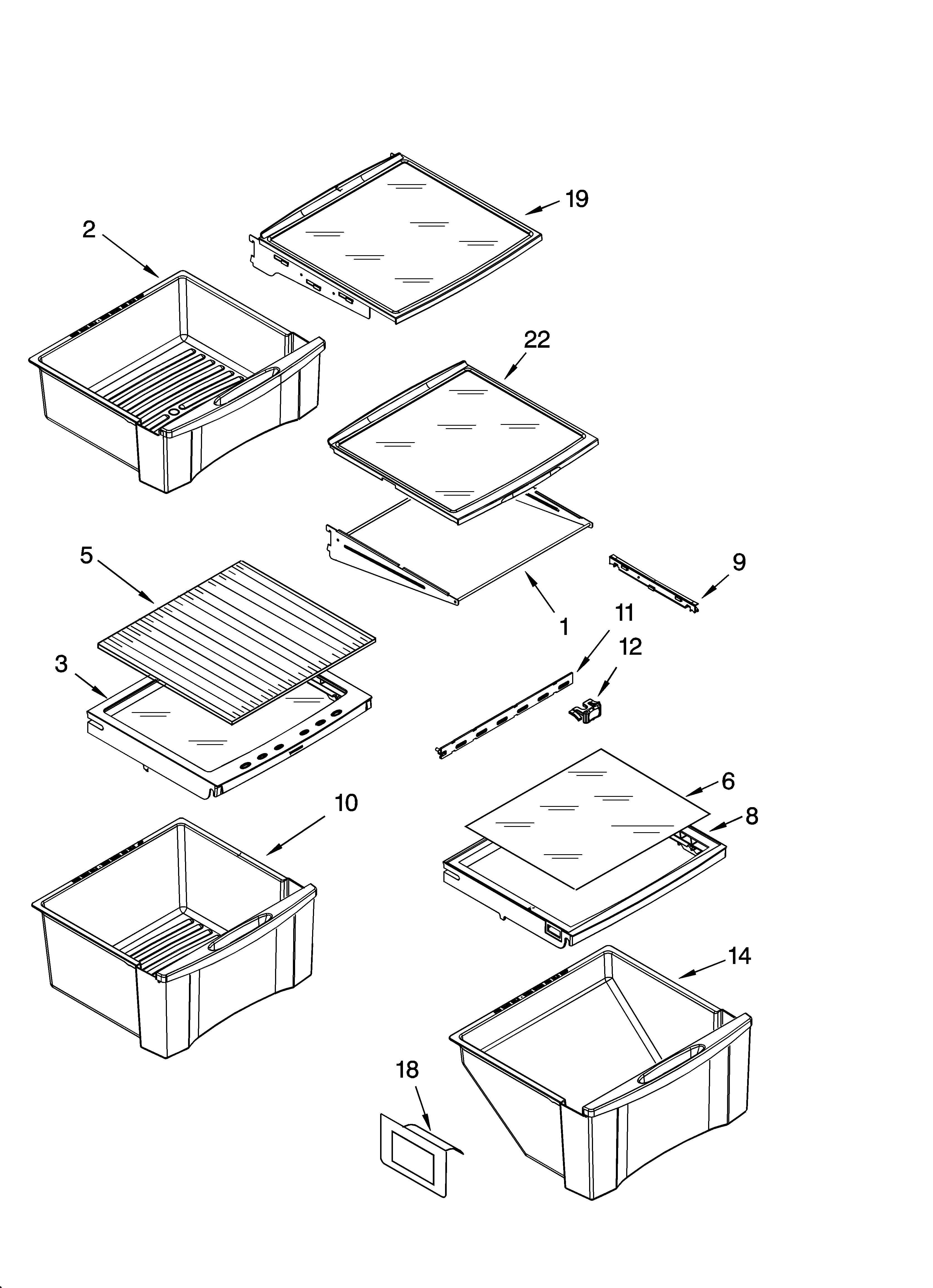 Whirlpool GS2SHAXNS02 refrigerator shelf parts diagram